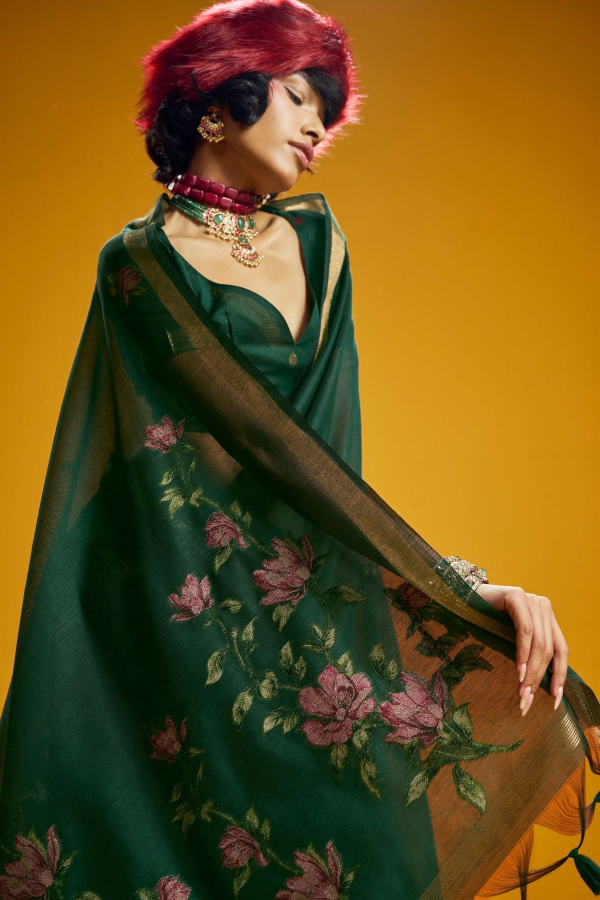 MySilkLove Sage Green Handloom Muga Cotton Saree