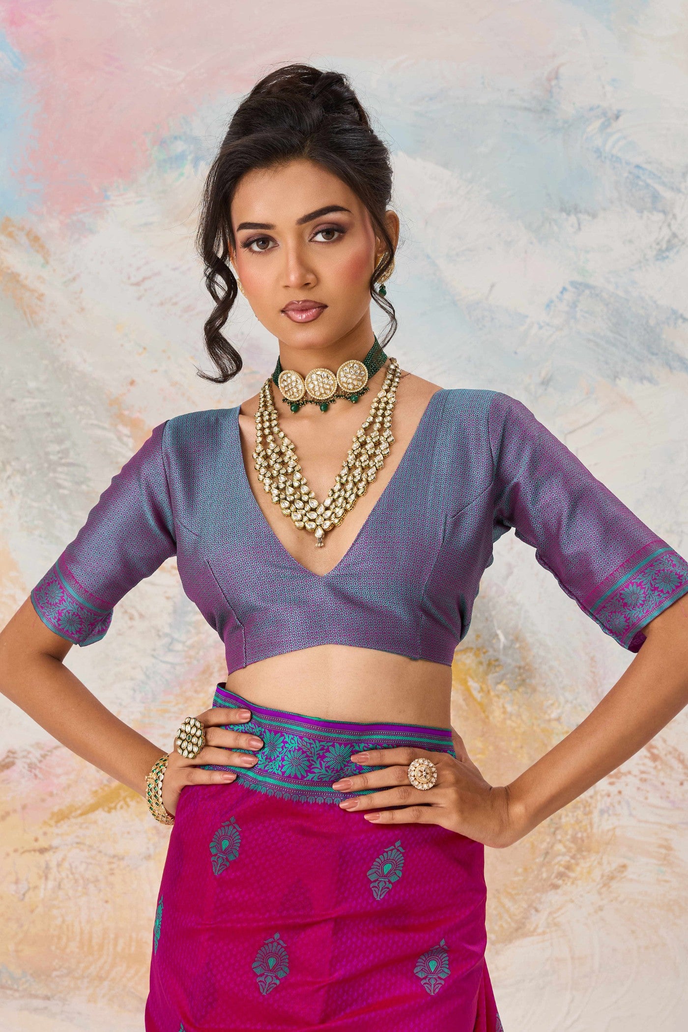 Buy MySilkLove European Pink Woven Tanchoi Kanjivaram Saree Online