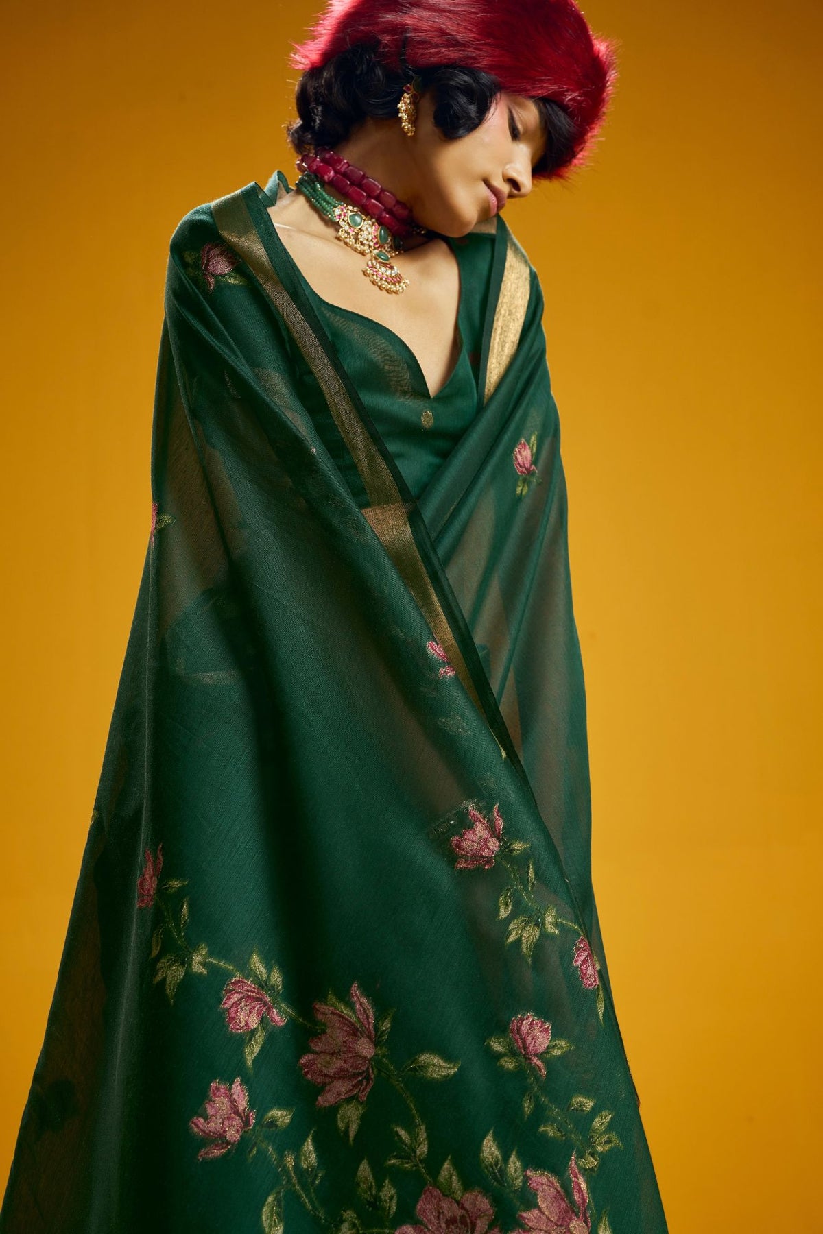 Buy MySilkLove Sage Green Handloom Muga Cotton Saree Online