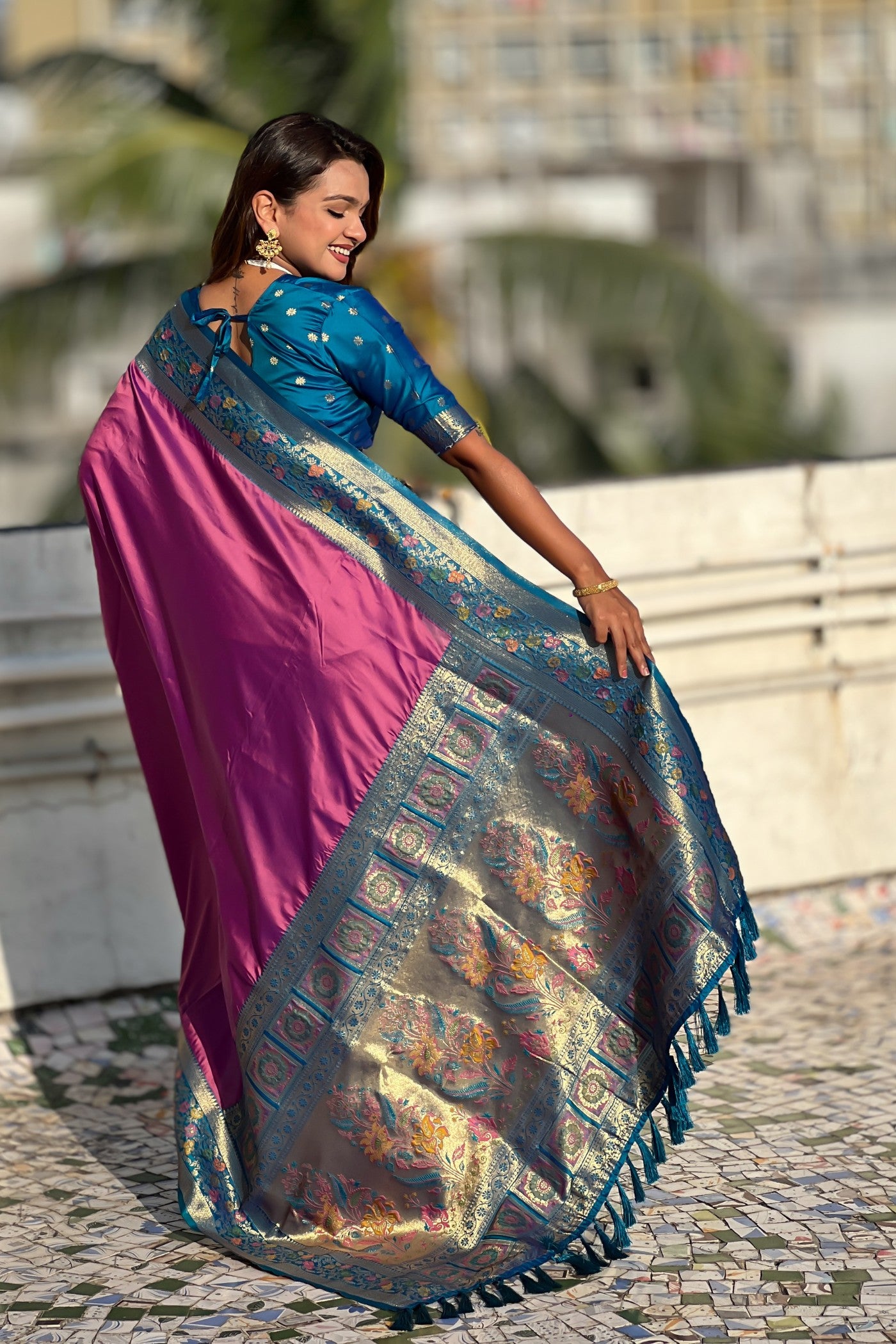Buy MySilkLove Raspberry Pink Zari Woven Paithani Saree Online