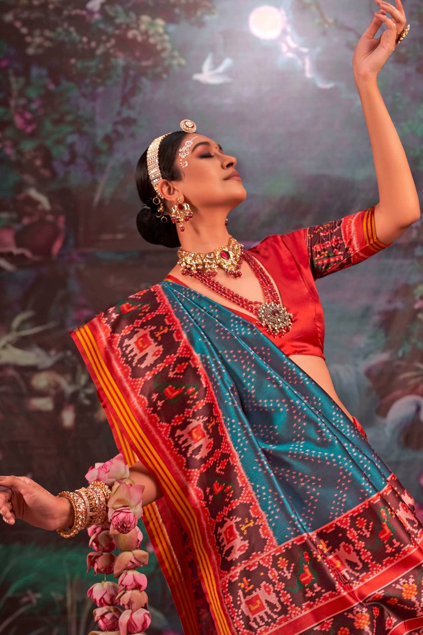 Buy MySilkLove Water Blue Printed Patola Saree Online