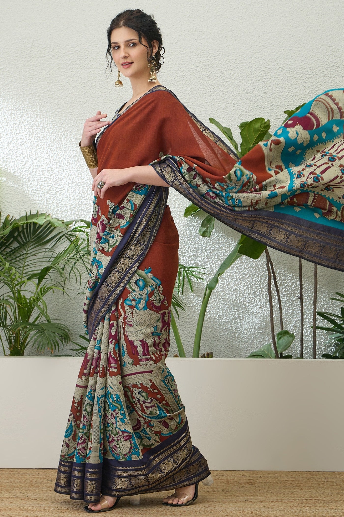 Buy MySilkLove Stiletto Maroon Printed Cotton Saree Online