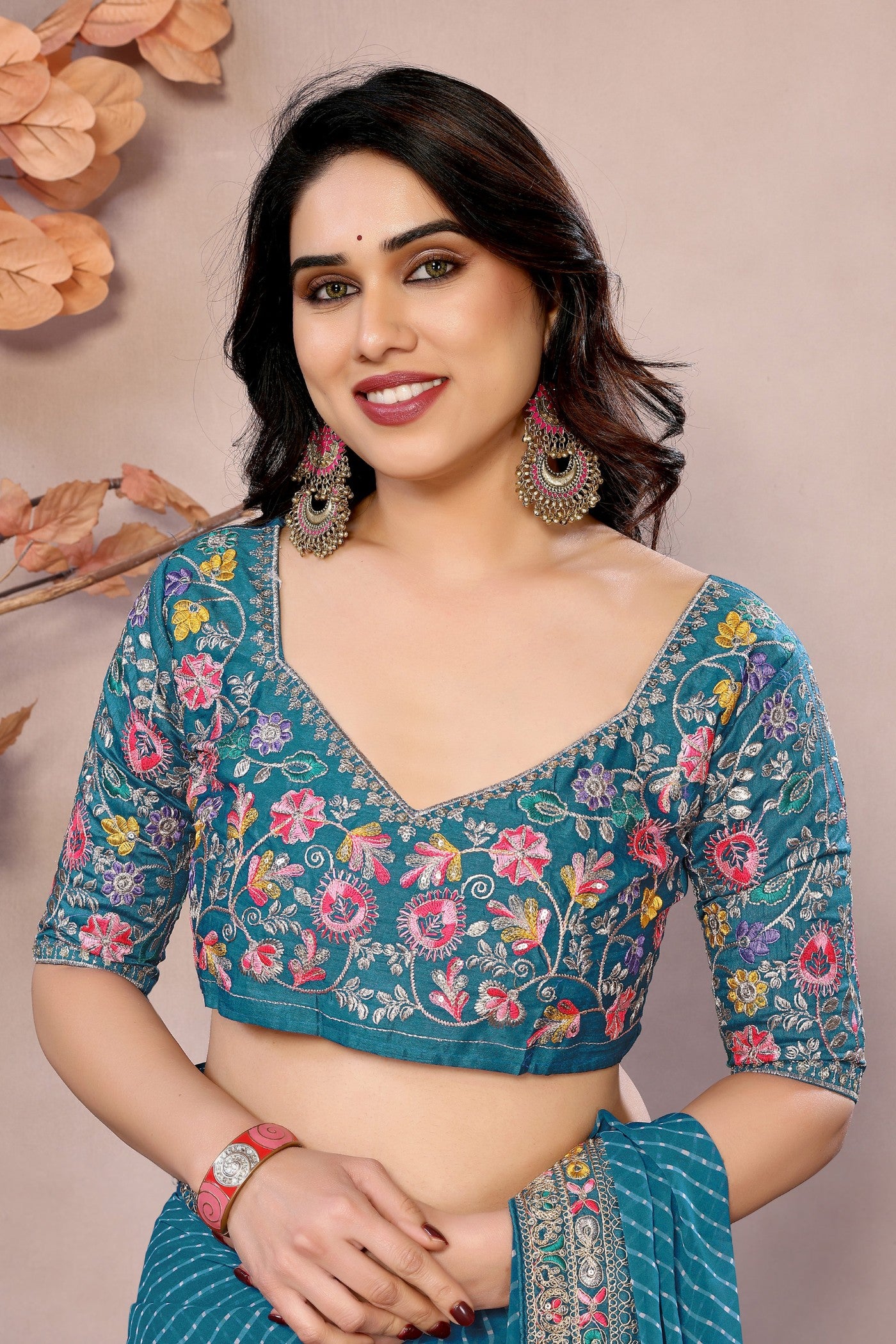 Buy MySilkLove Capri Blue Georgette Designer Partywear Saree Online