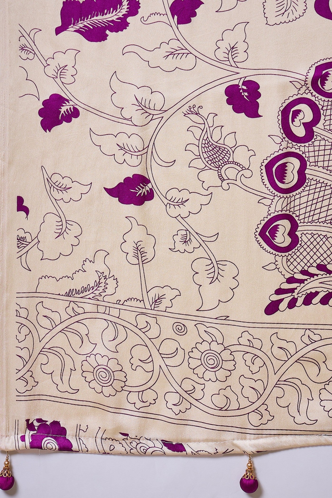 Buy MySilkLove Jam Purple Ajrakh Printed Satin Crepe Silk Saree Online