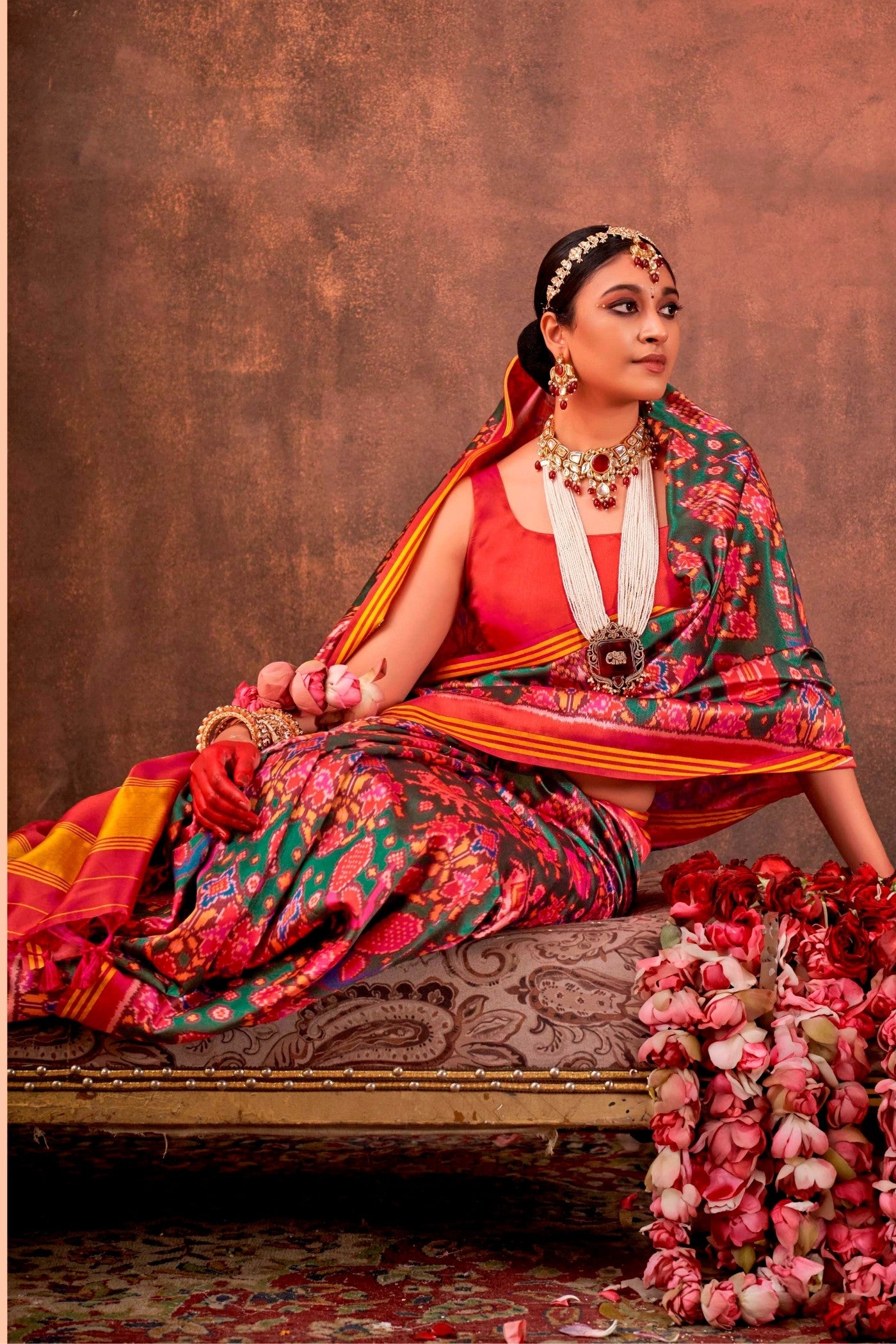 Buy MySilkLove Jonquil Green Printed Patola Saree Online