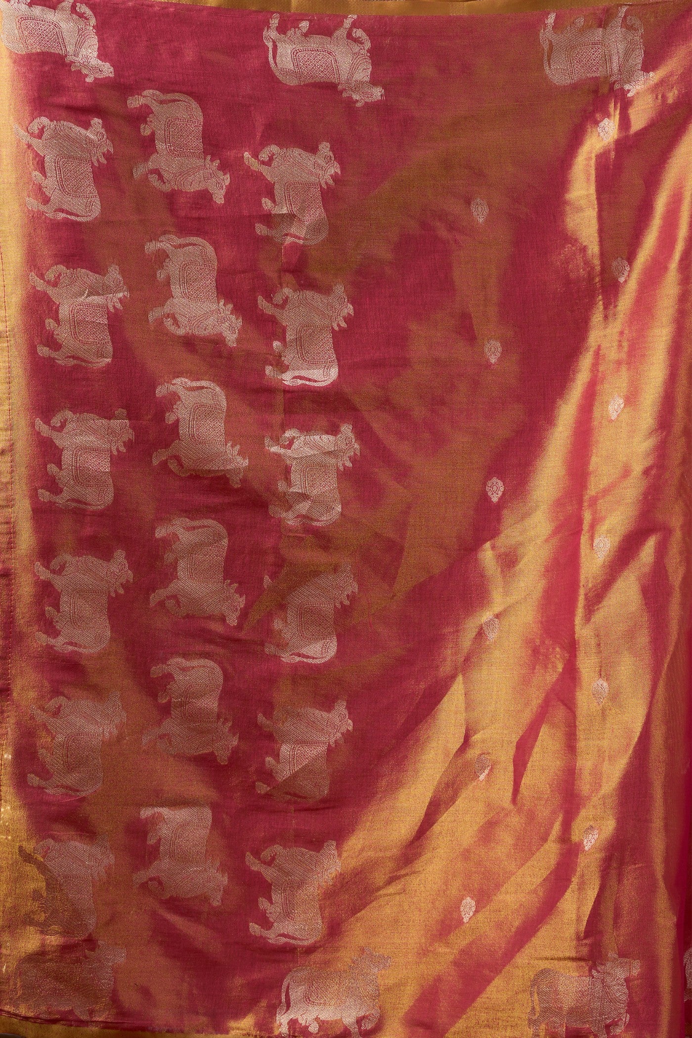 Buy MySilkLove Vivid Orange Handloom Tissue Saree Online