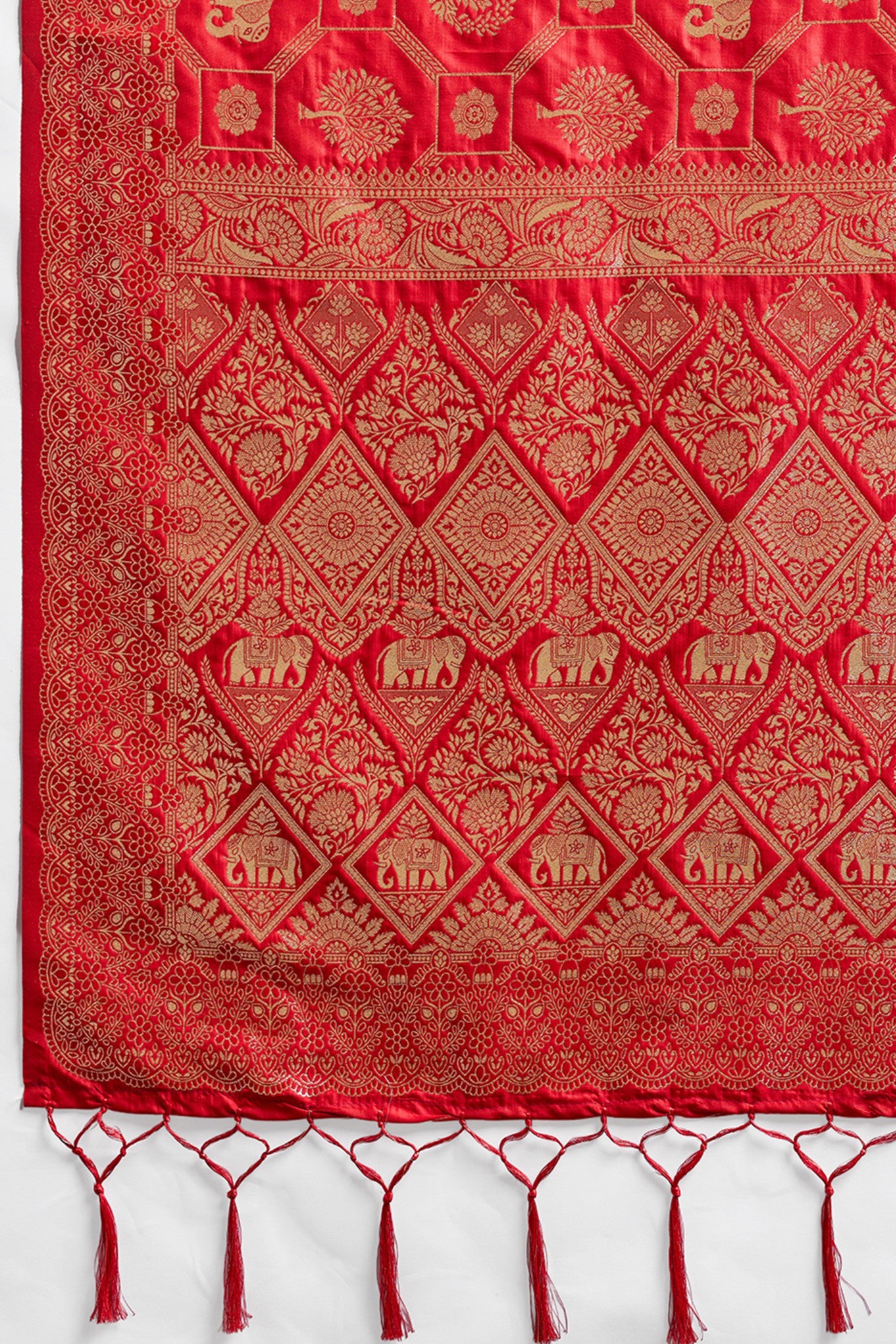 Buy MySilkLove Cardinal Red Woven Banarasi Soft Silk Saree Online