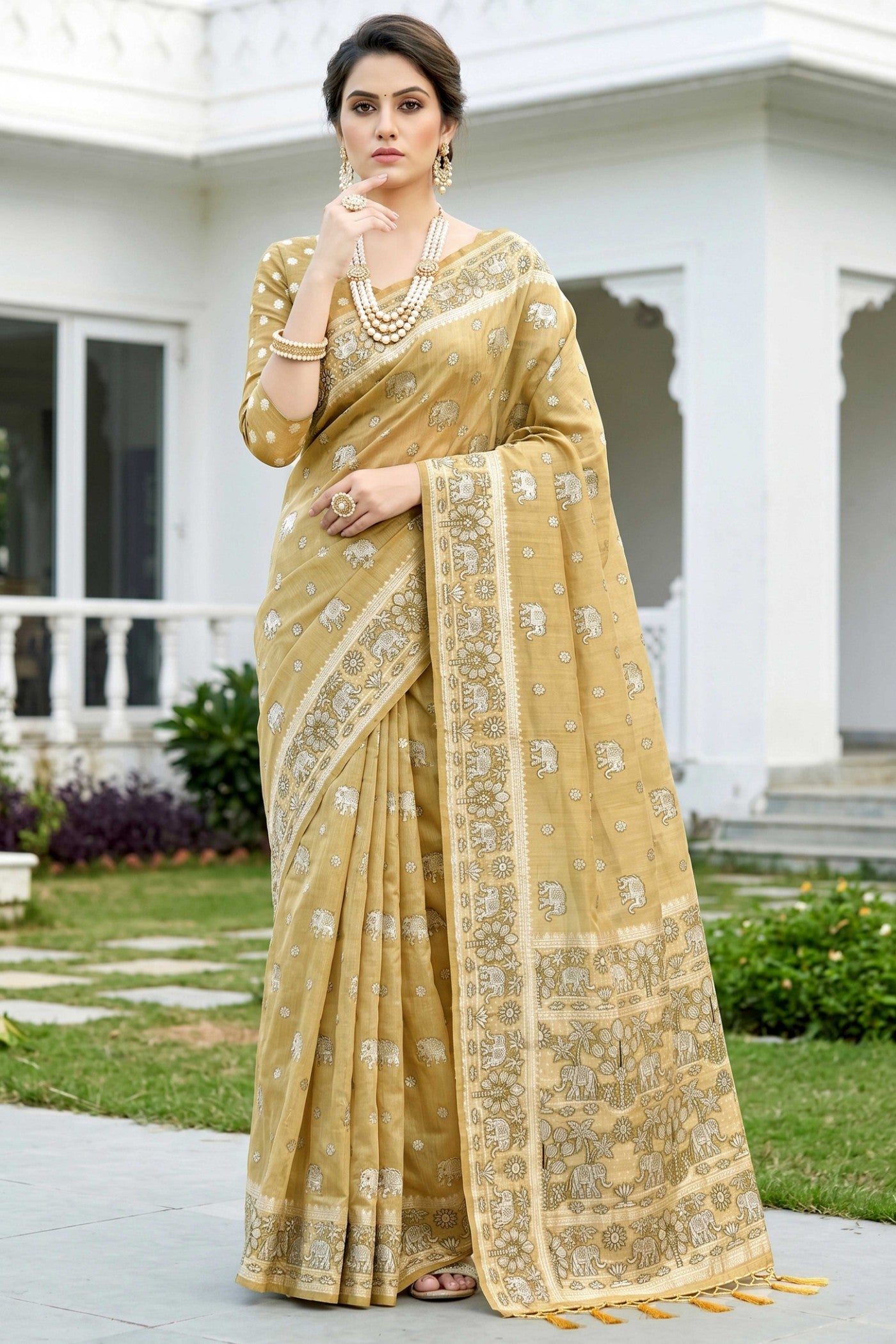 Buy MySilkLove Sunshine Yellow Soft Cotton Printed Saree Online