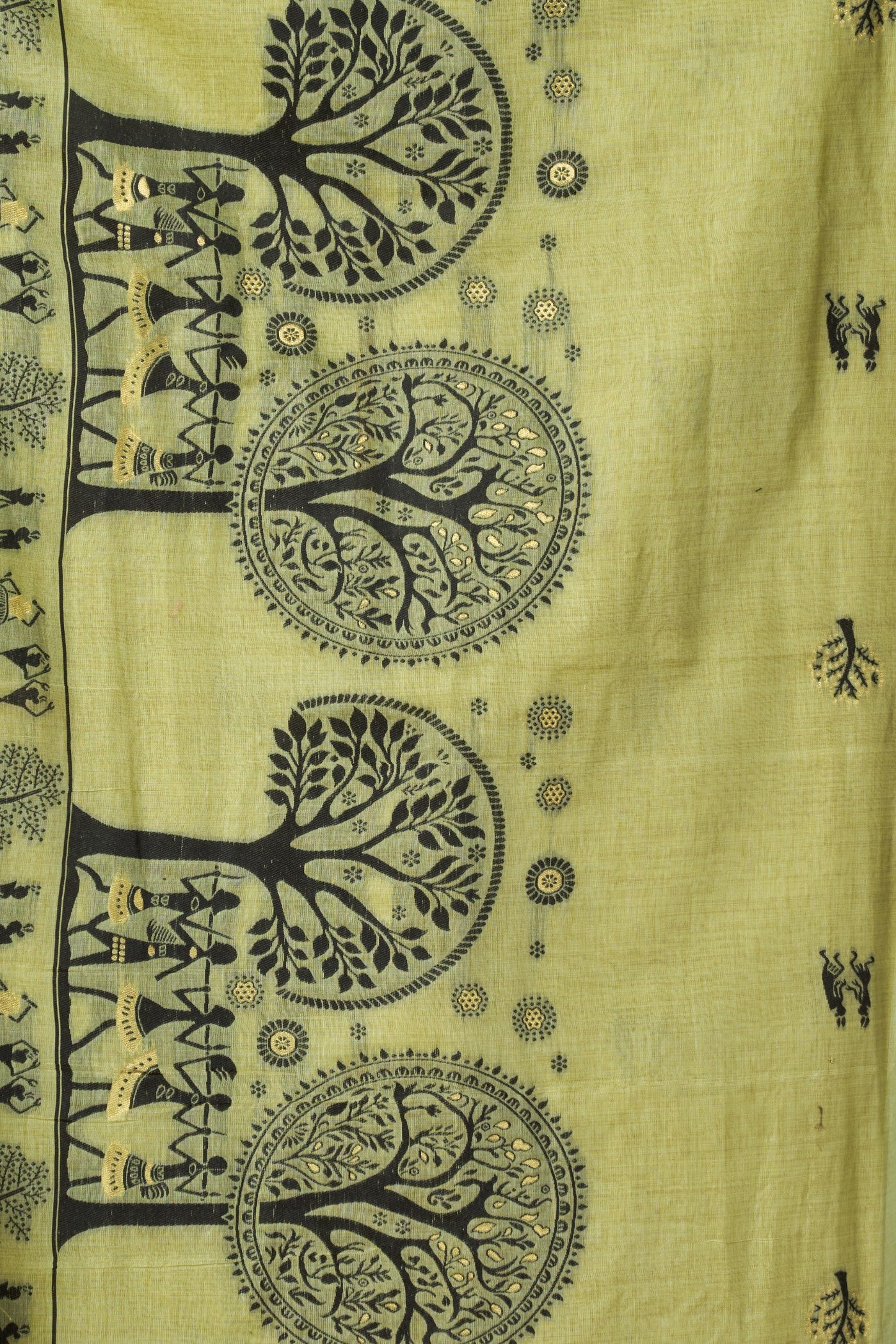 Buy MySilkLove Pista Green Woven Modal Cotton Saree Online