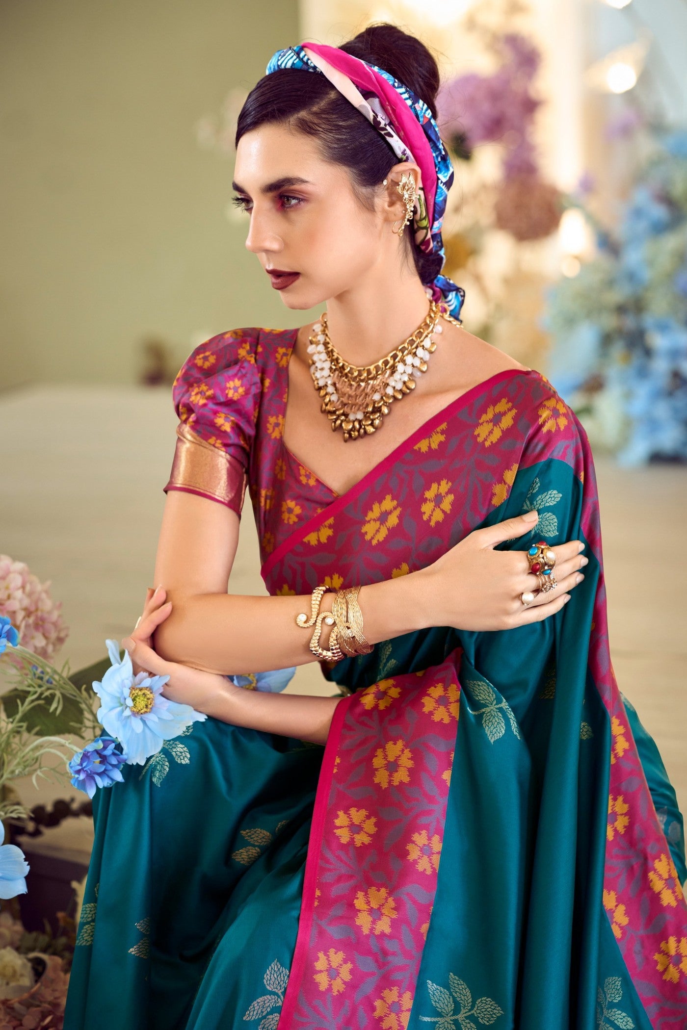 Buy MySilkLove Blumine Woven Banarasi Soft Silk Saree Online