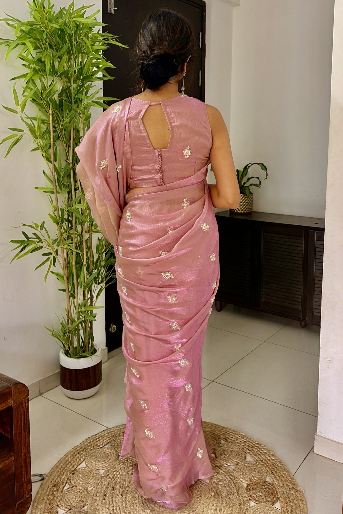Buy MySilkLove Rose Pink Embroidered Partywear Saree Online