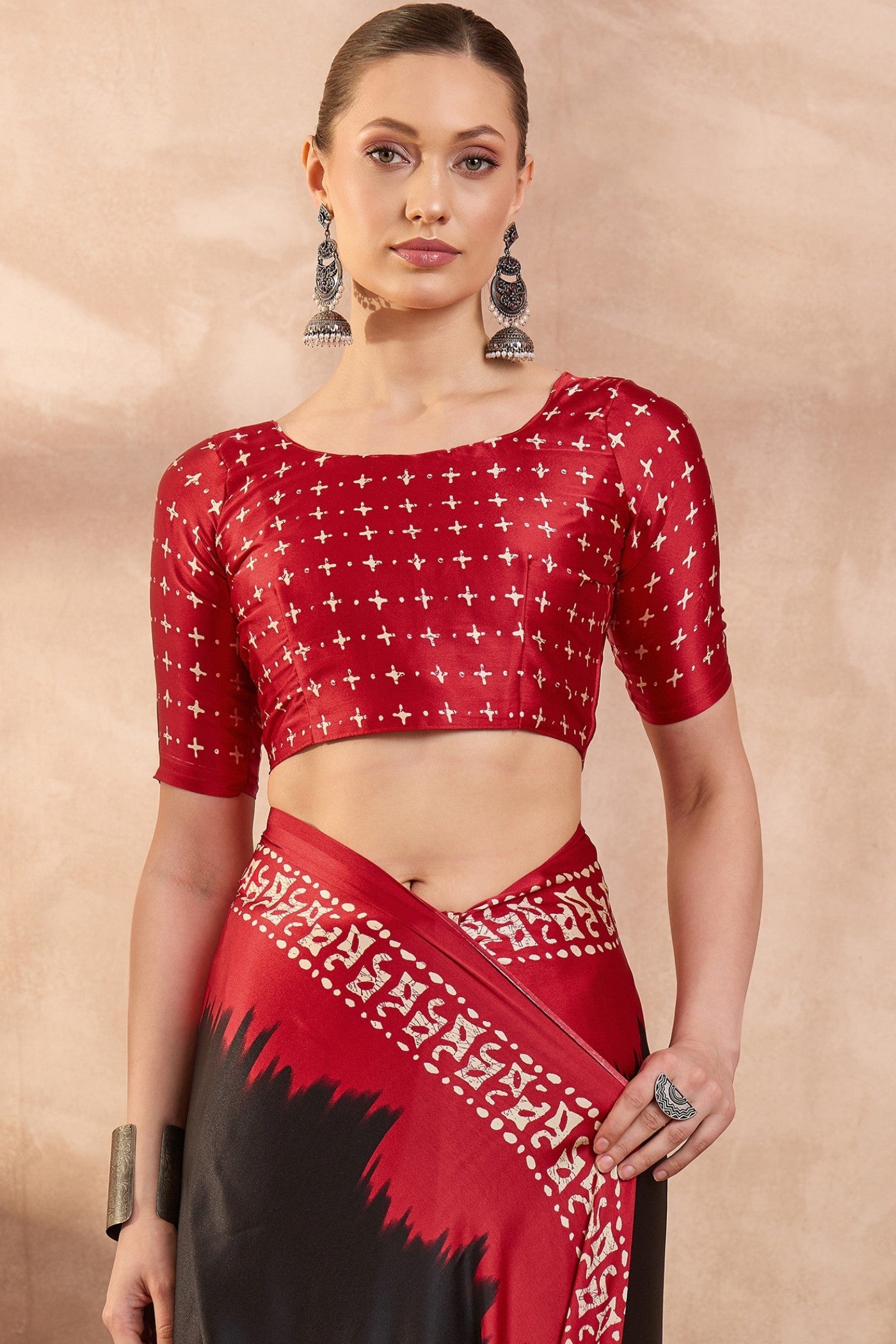 Buy MySilkLove Blackberry Printed Satin Crepe Silk Saree Online