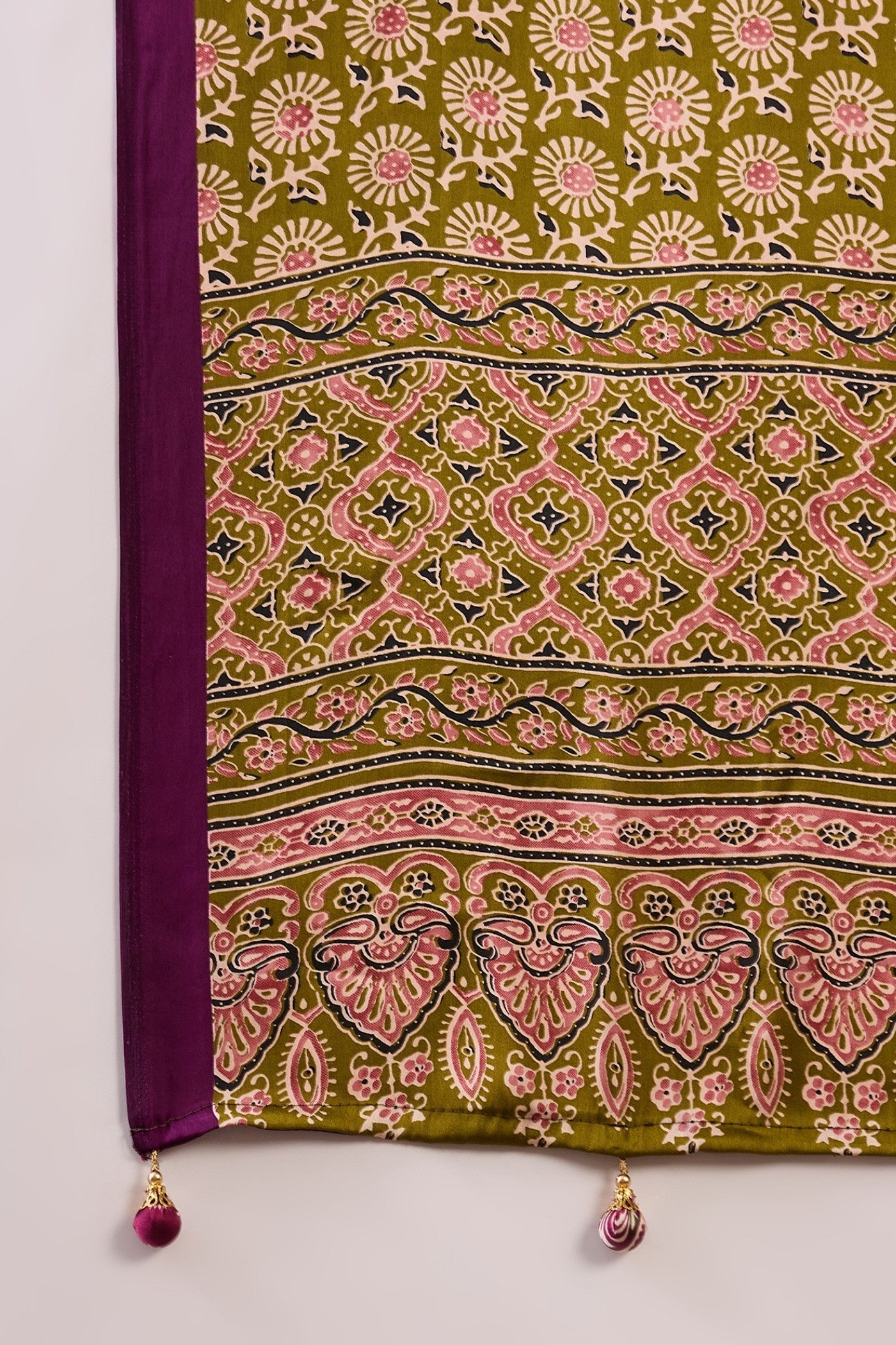 Buy MySilkLove Berry Purple Printed Satin Gaji Silk Saree Online