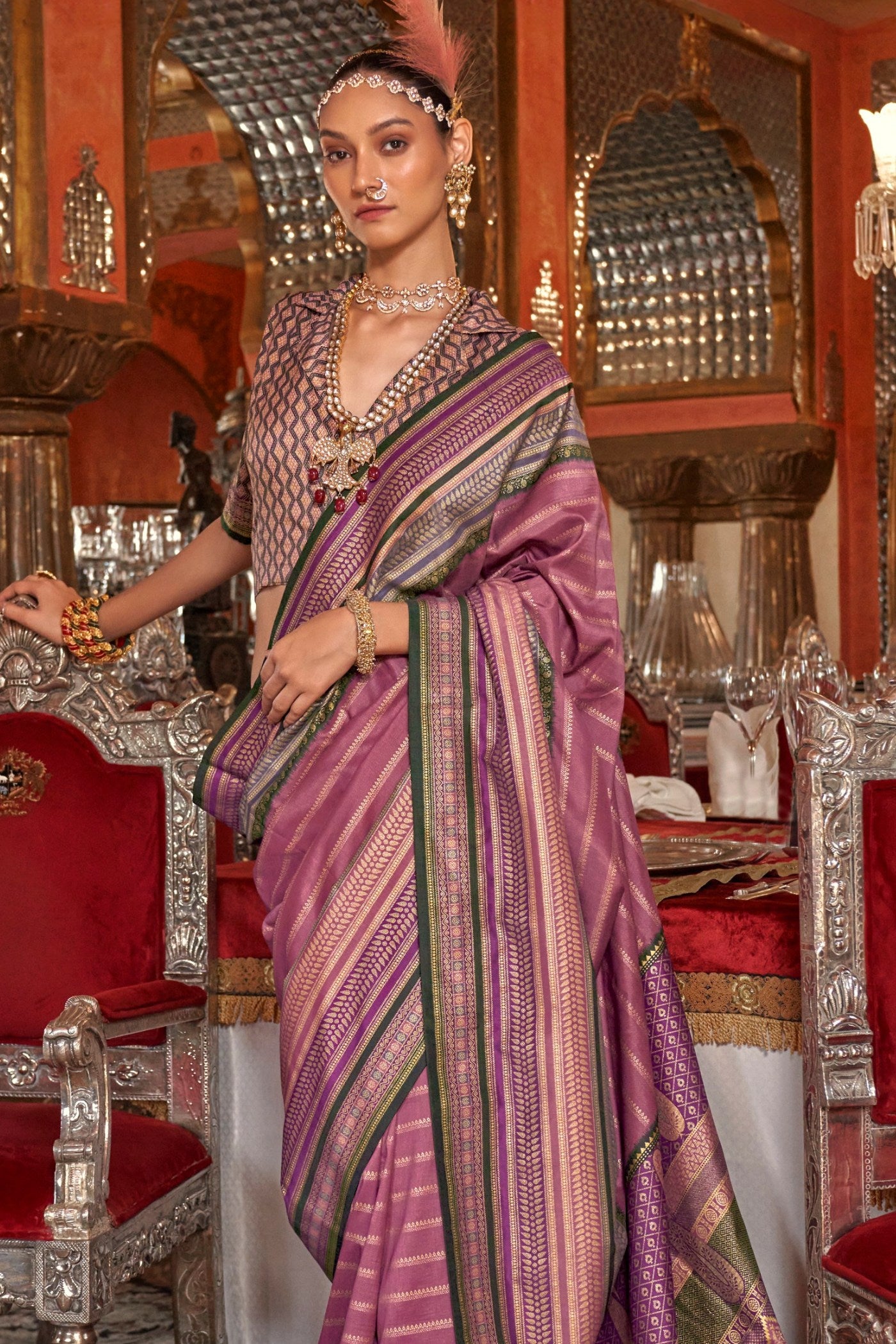 Buy MySilkLove Berry Pink Printed Patola Saree Online