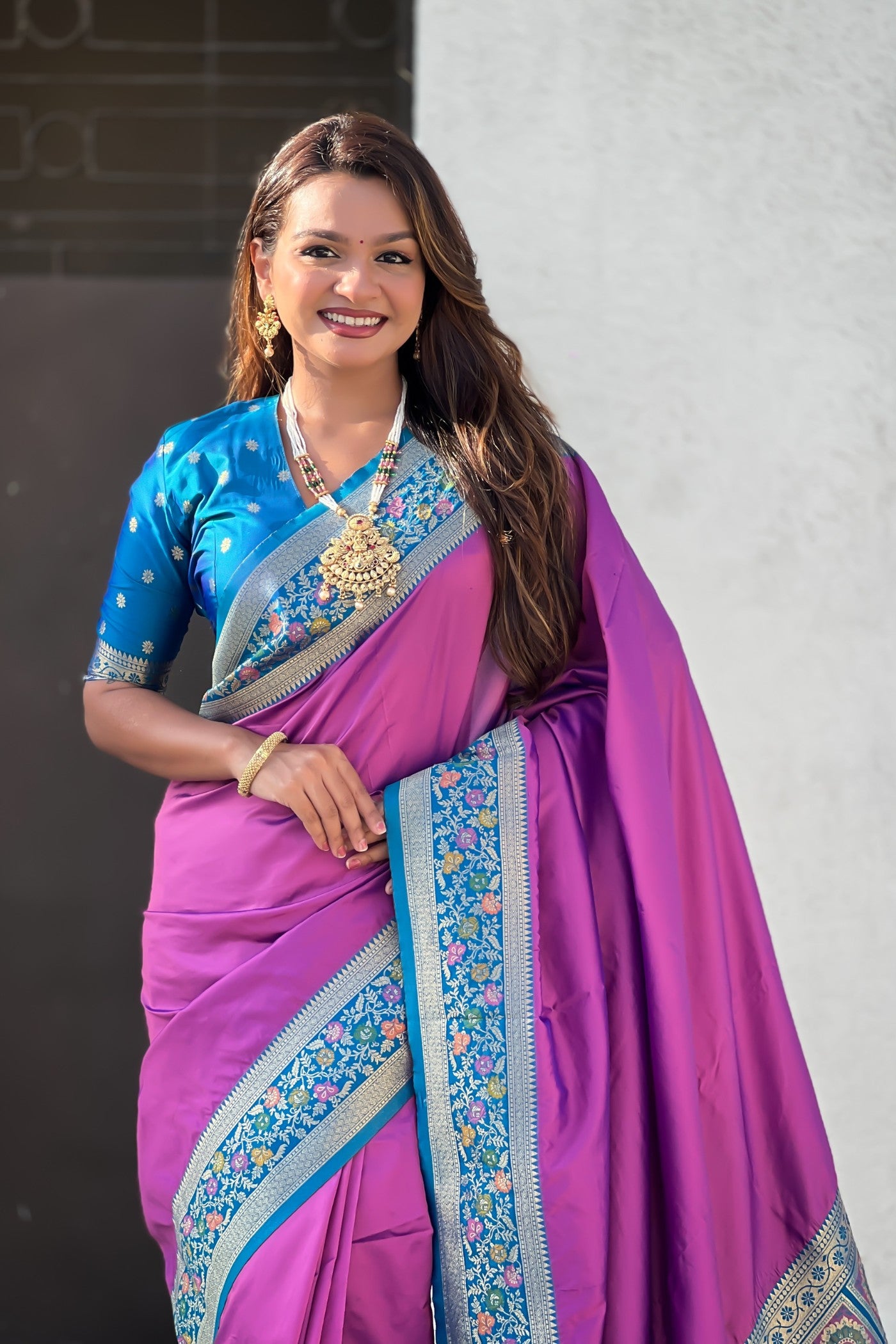 Buy MySilkLove Raspberry Pink Zari Woven Paithani Saree Online