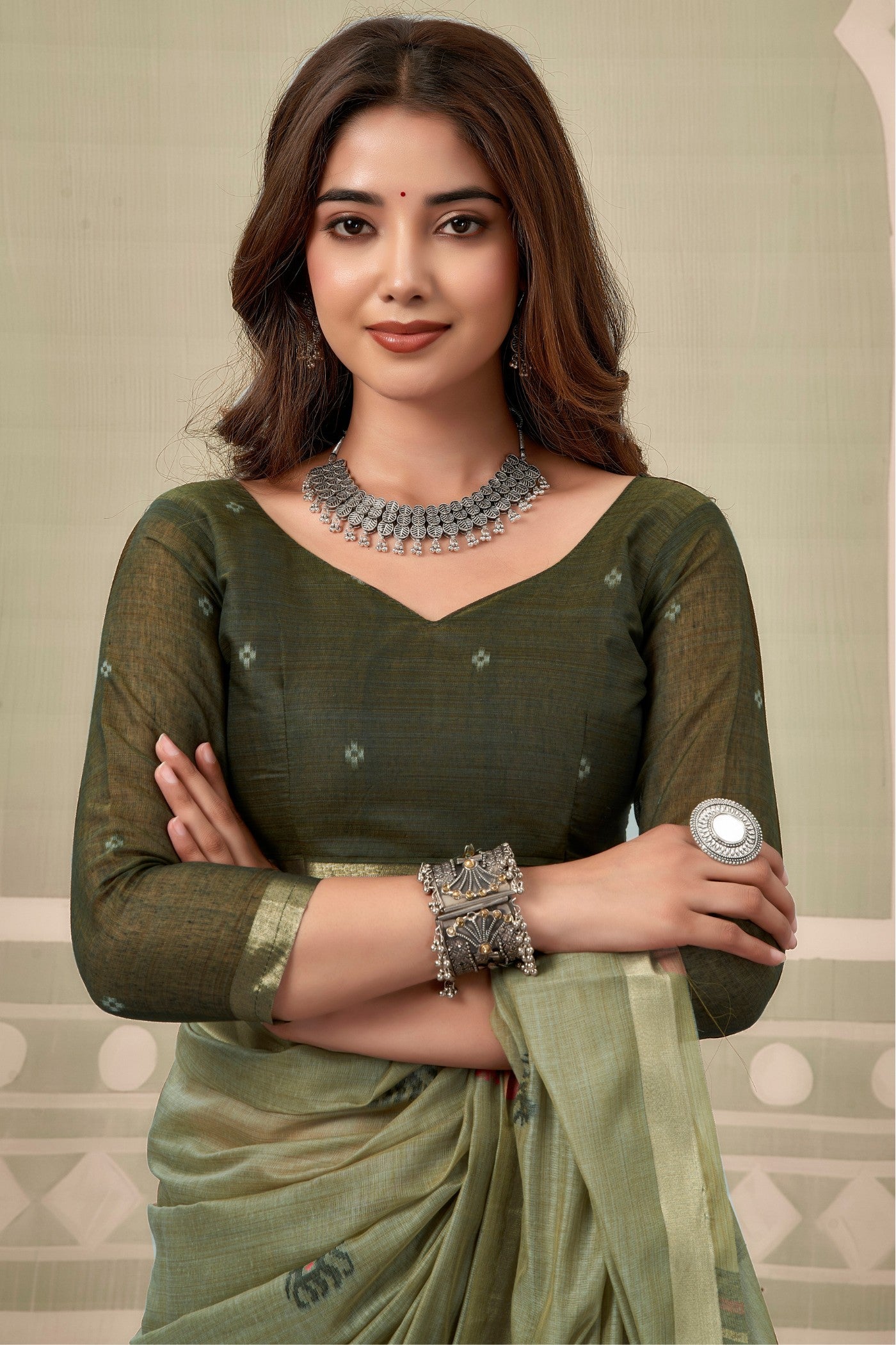 Buy MySilkLove Moss Green Patola Pallu Zari Woven Saree Online