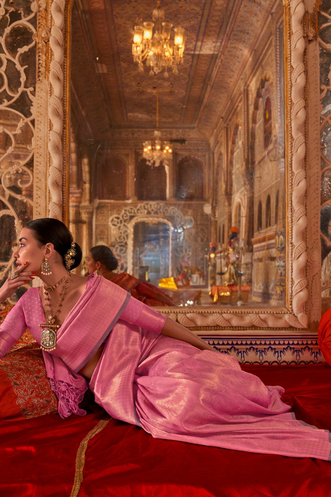 Buy MySilkLove Baby Pink Handloom Kanjivaram Saree Online