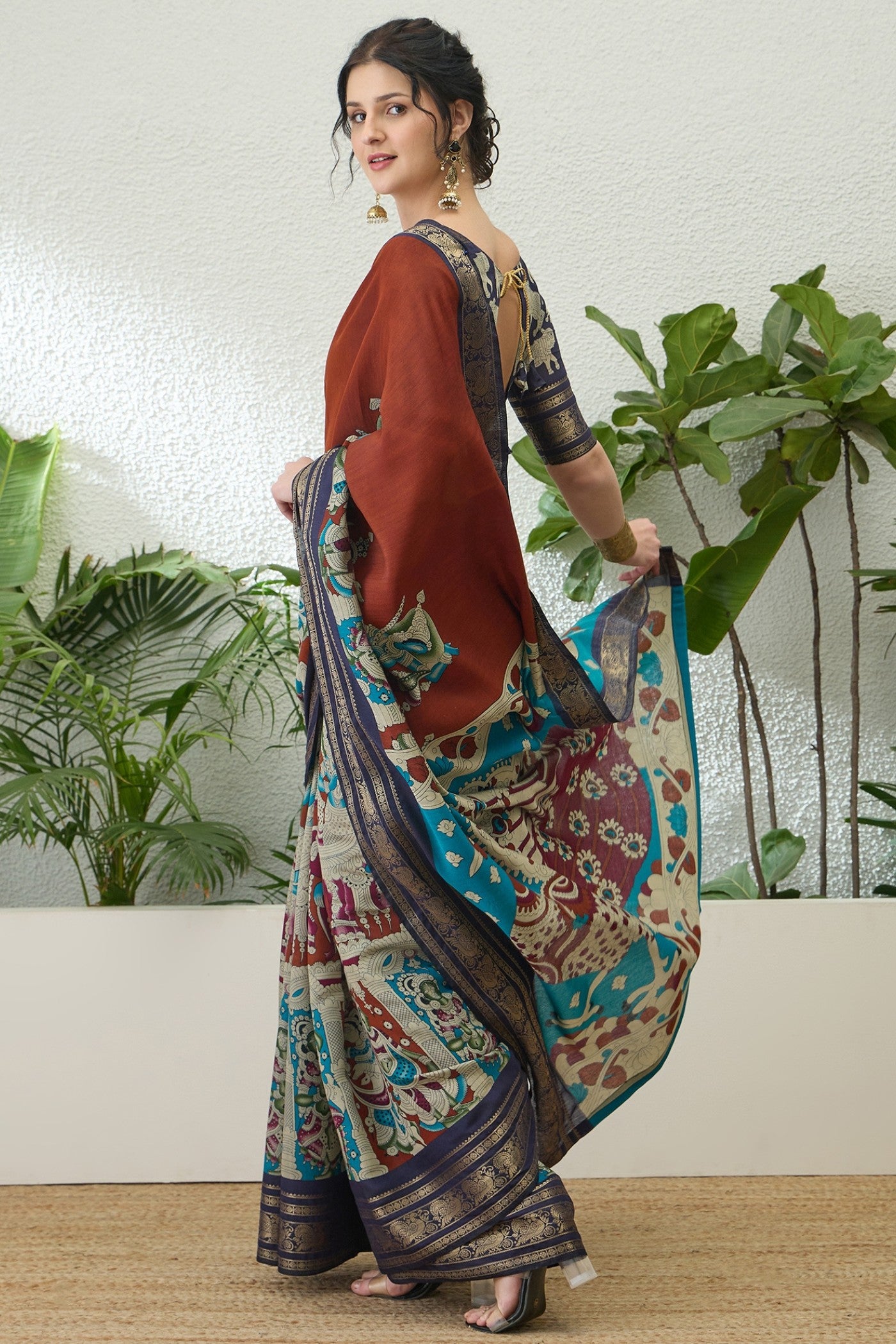 Buy MySilkLove Stiletto Maroon Printed Cotton Saree Online