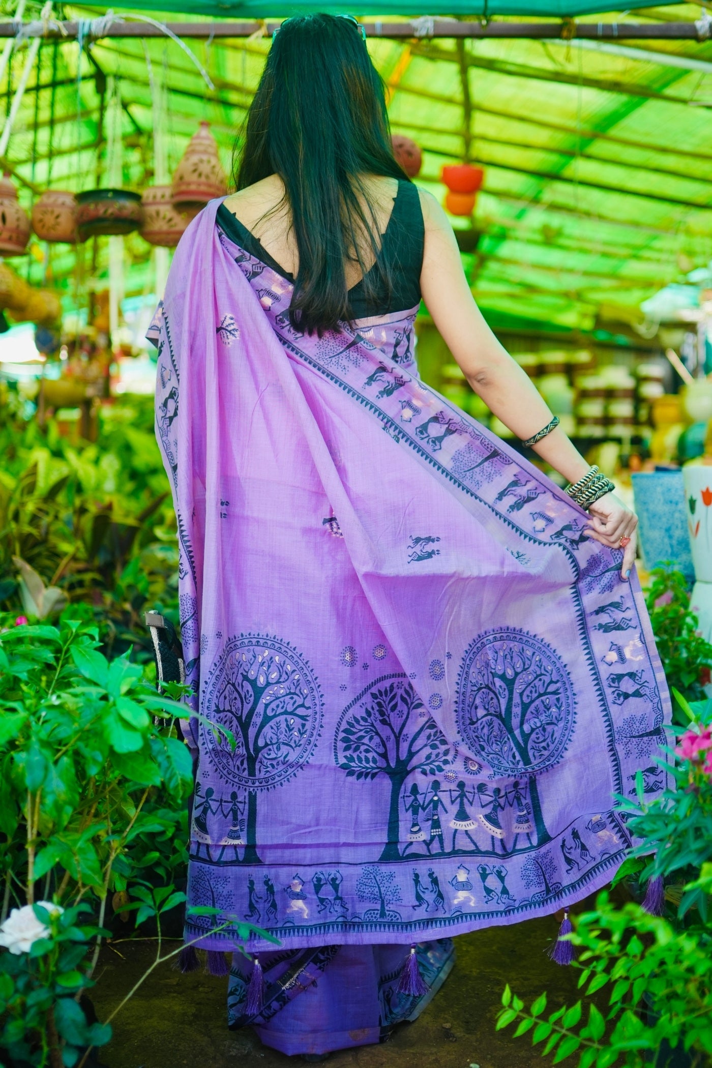 Buy MySilkLove Liseran Purple Woven Modal Cotton Saree Online
