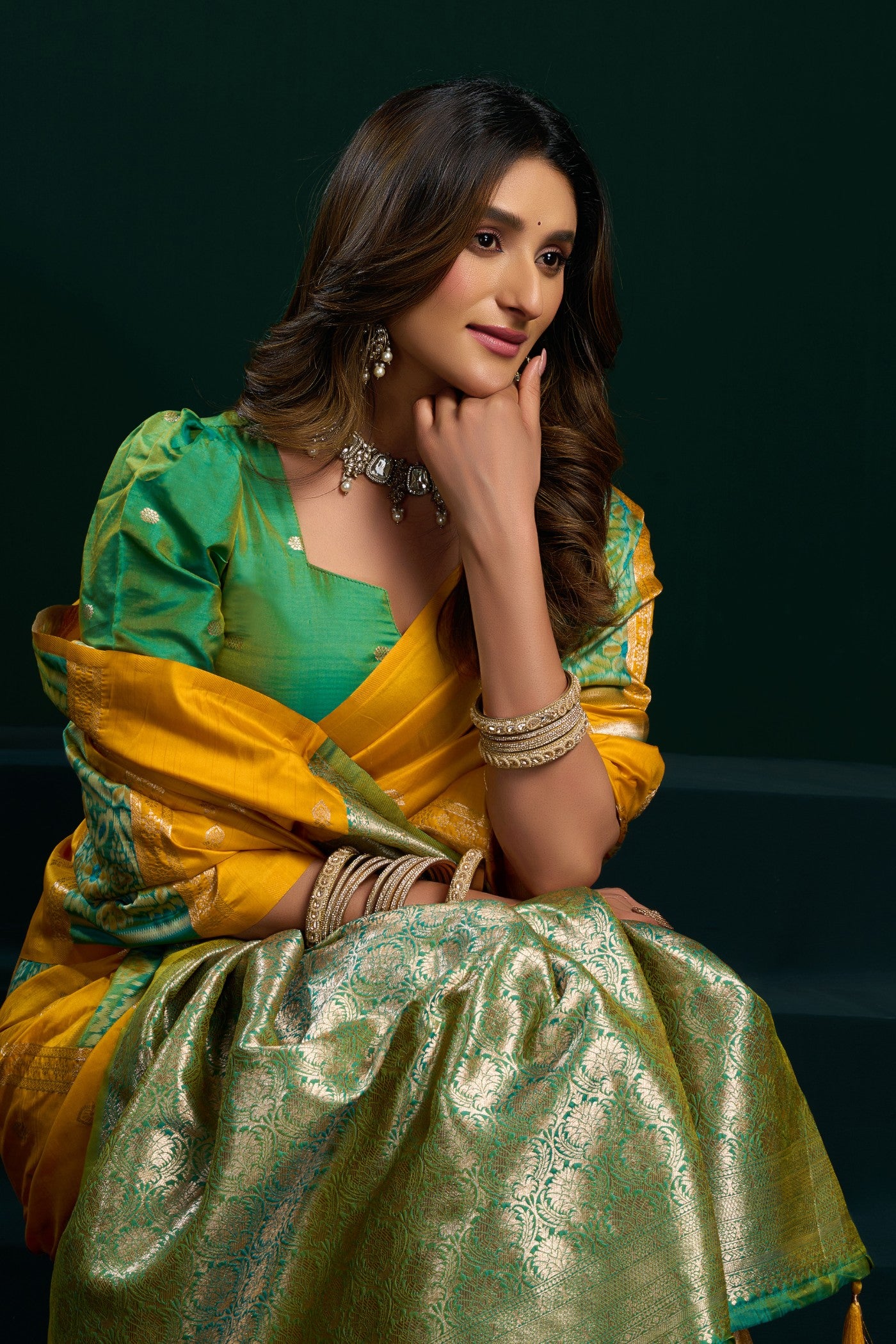 Buy MySilkLove Chamois Yellow Banarasi Handloom Soft Silk Saree Online