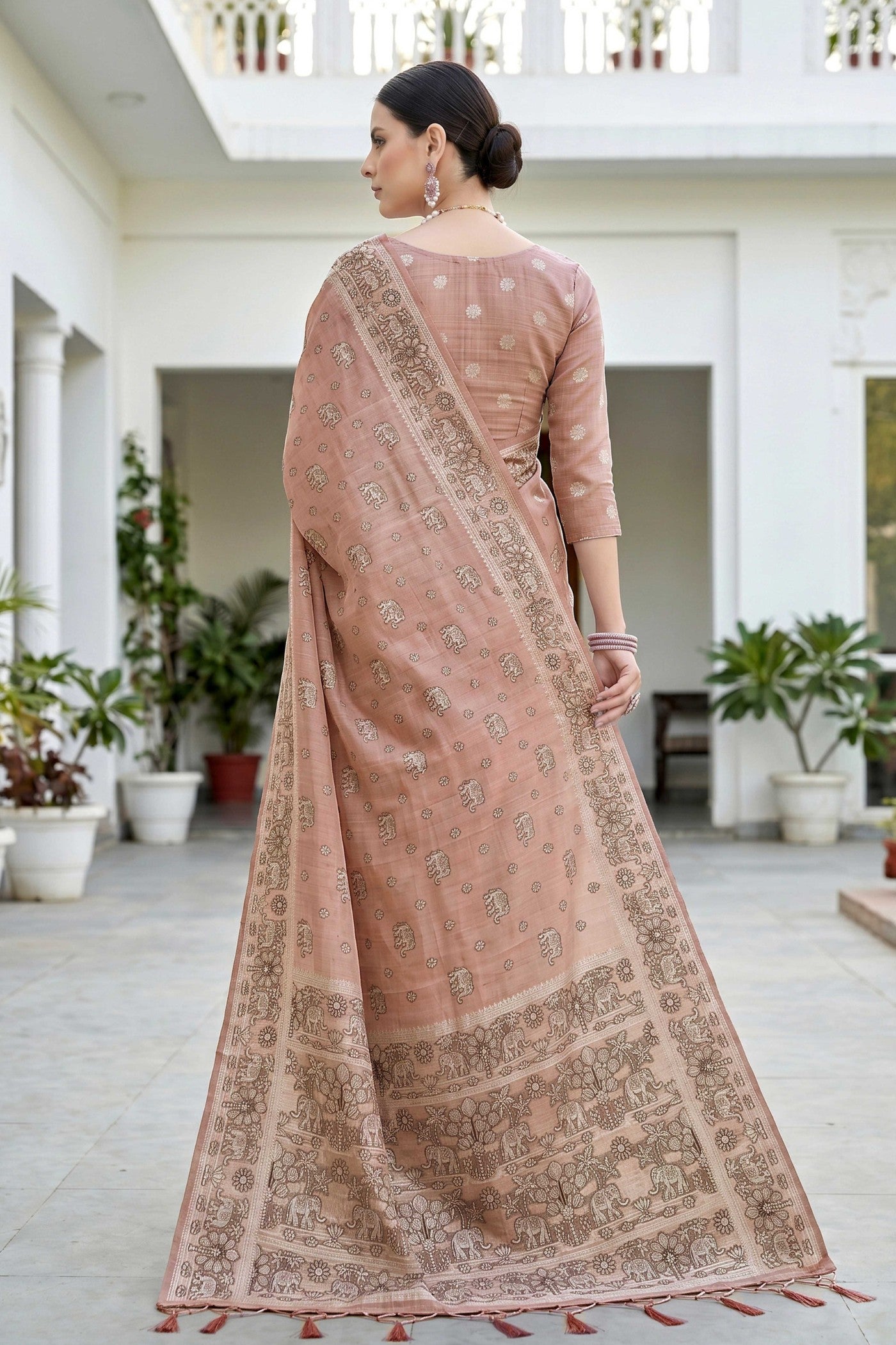 Buy MySilkLove Vibrant Peach Soft Cotton Printed Saree Online