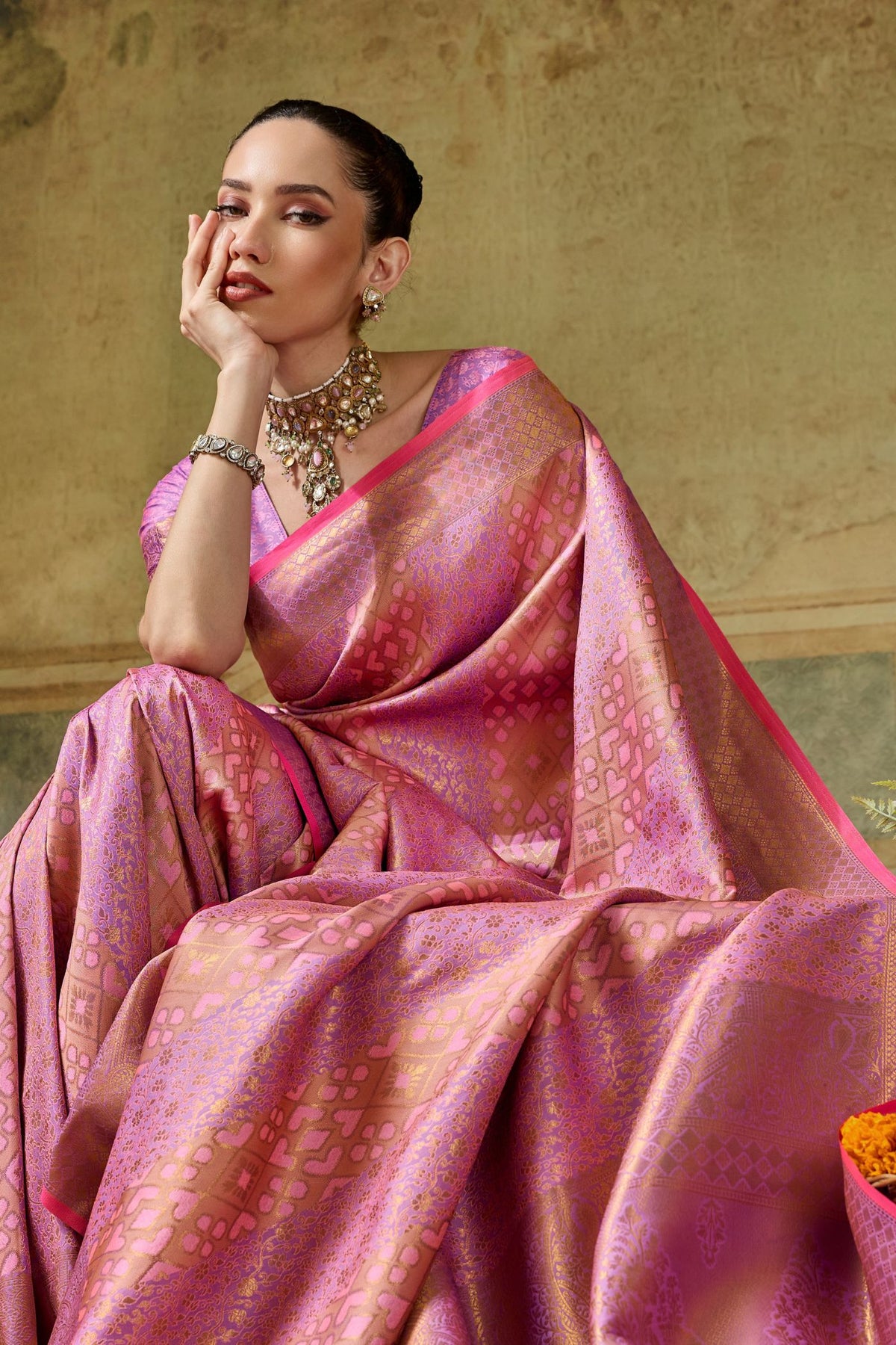 Buy MySilkLove Raspberry Pink Kanjivaram Handloom Saree Online