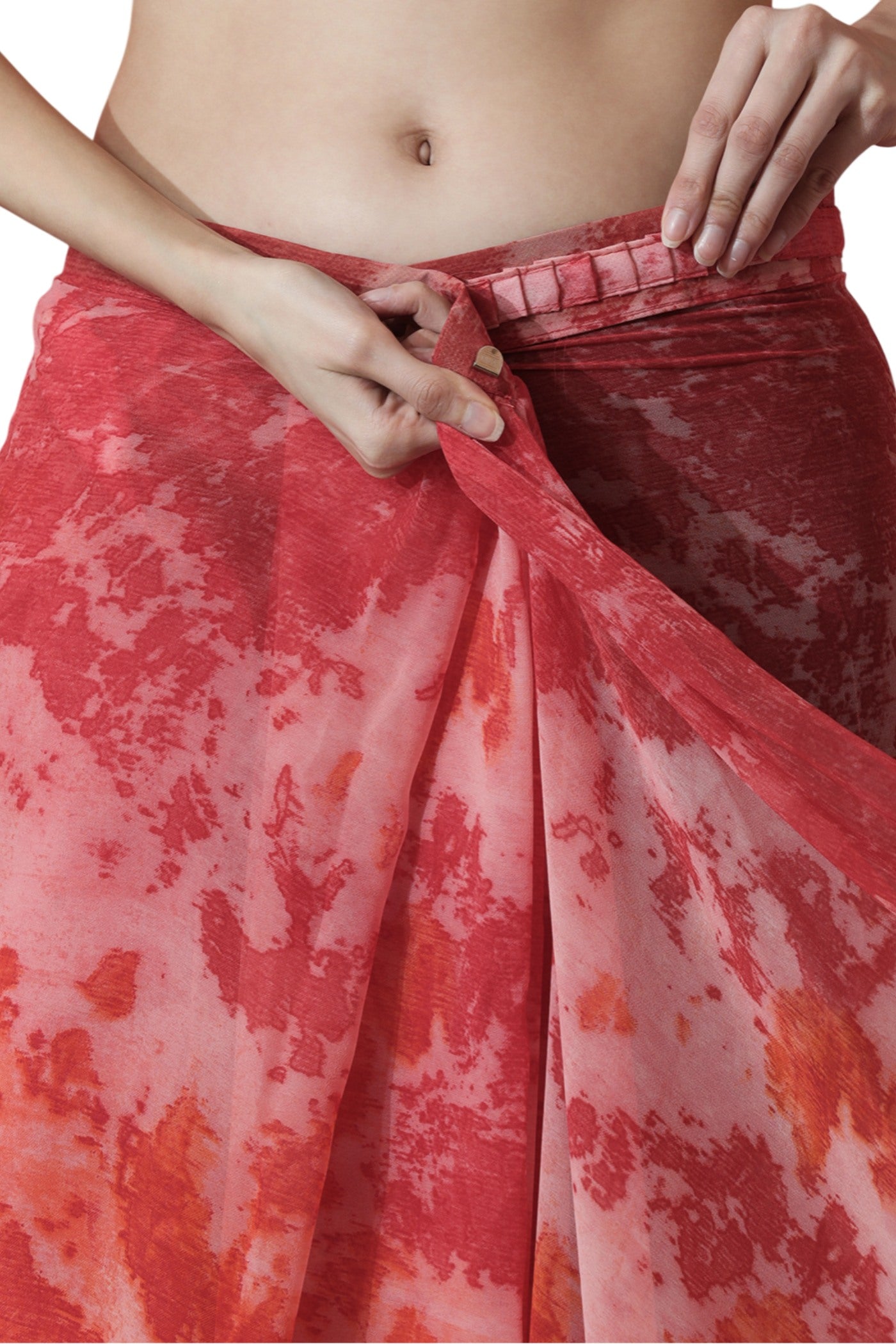 Buy MySilkLove Rose Red Marbel Chiffon Ready To Wear Saree Online