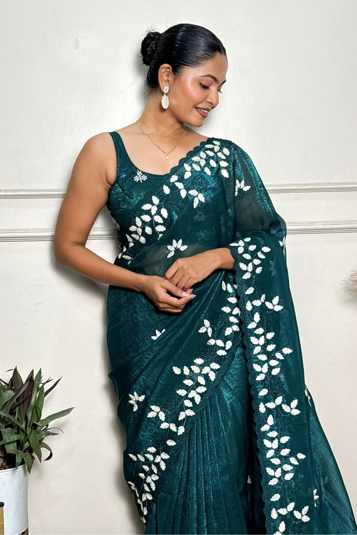 Buy MySilkLove Ram Green Embroidery Partywear Saree Online