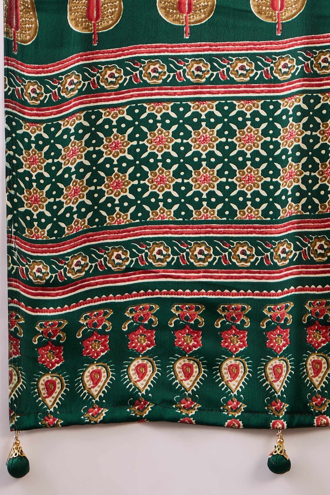 Buy MySilkLove Fern Green Printed Satin Gaji Silk Saree Online