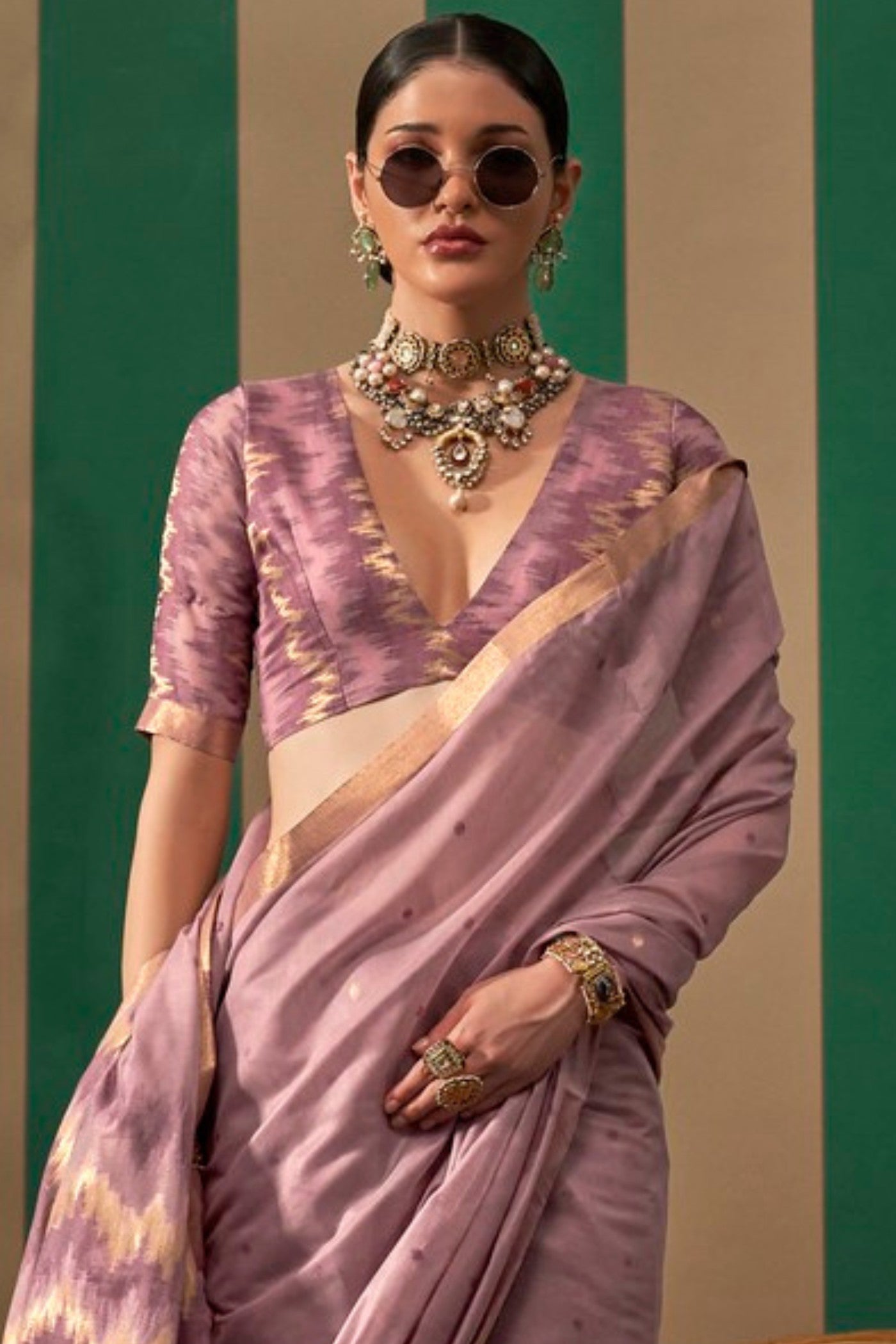 Buy MySilkLove Brandy Rose Purple Handloom Linen Saree Online