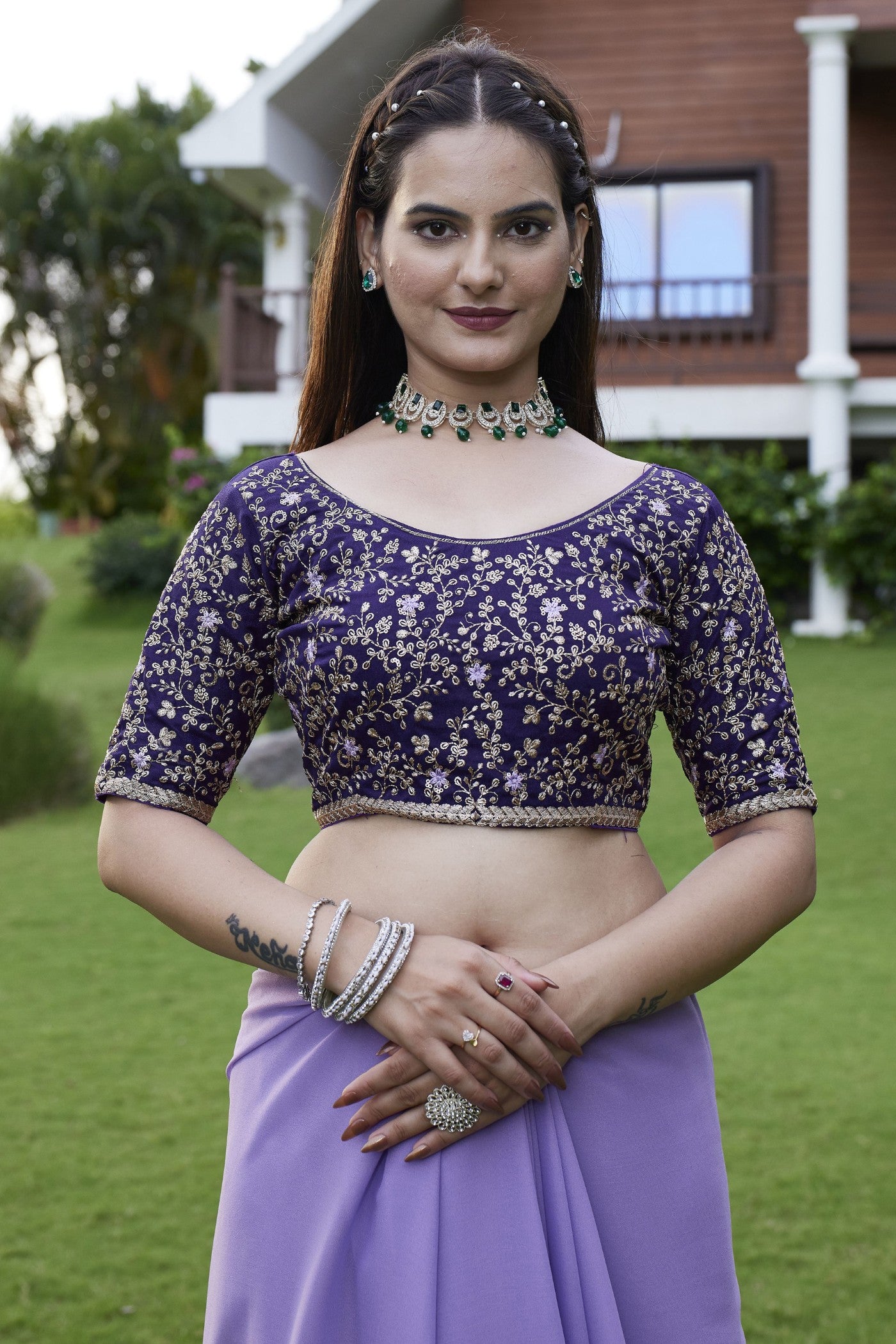 Buy MySilkLove Tyrian Purple Georgette Saree Online