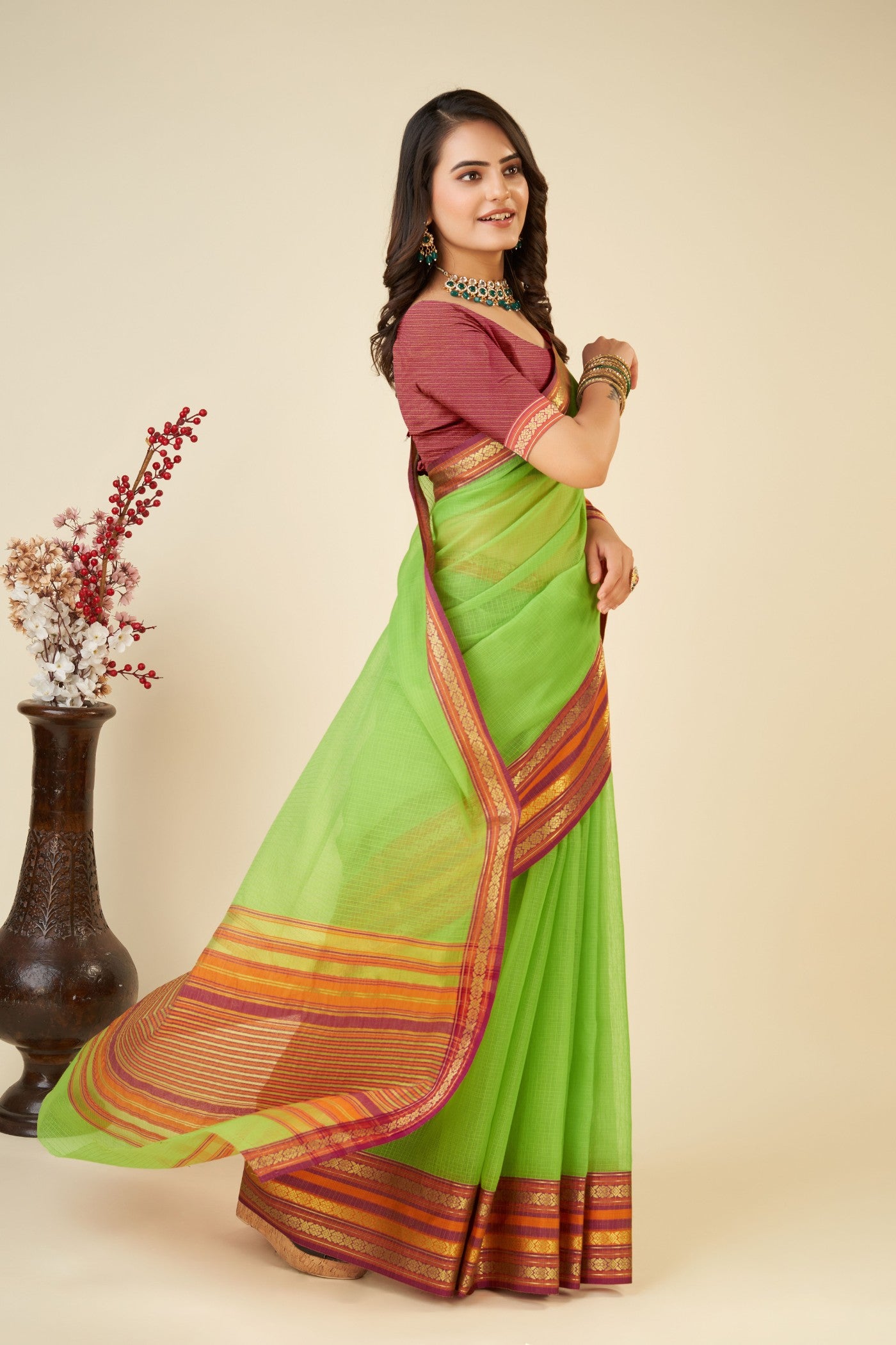 Buy MySilkLove Green Lizard Woven Manipuri Silk Saree Online