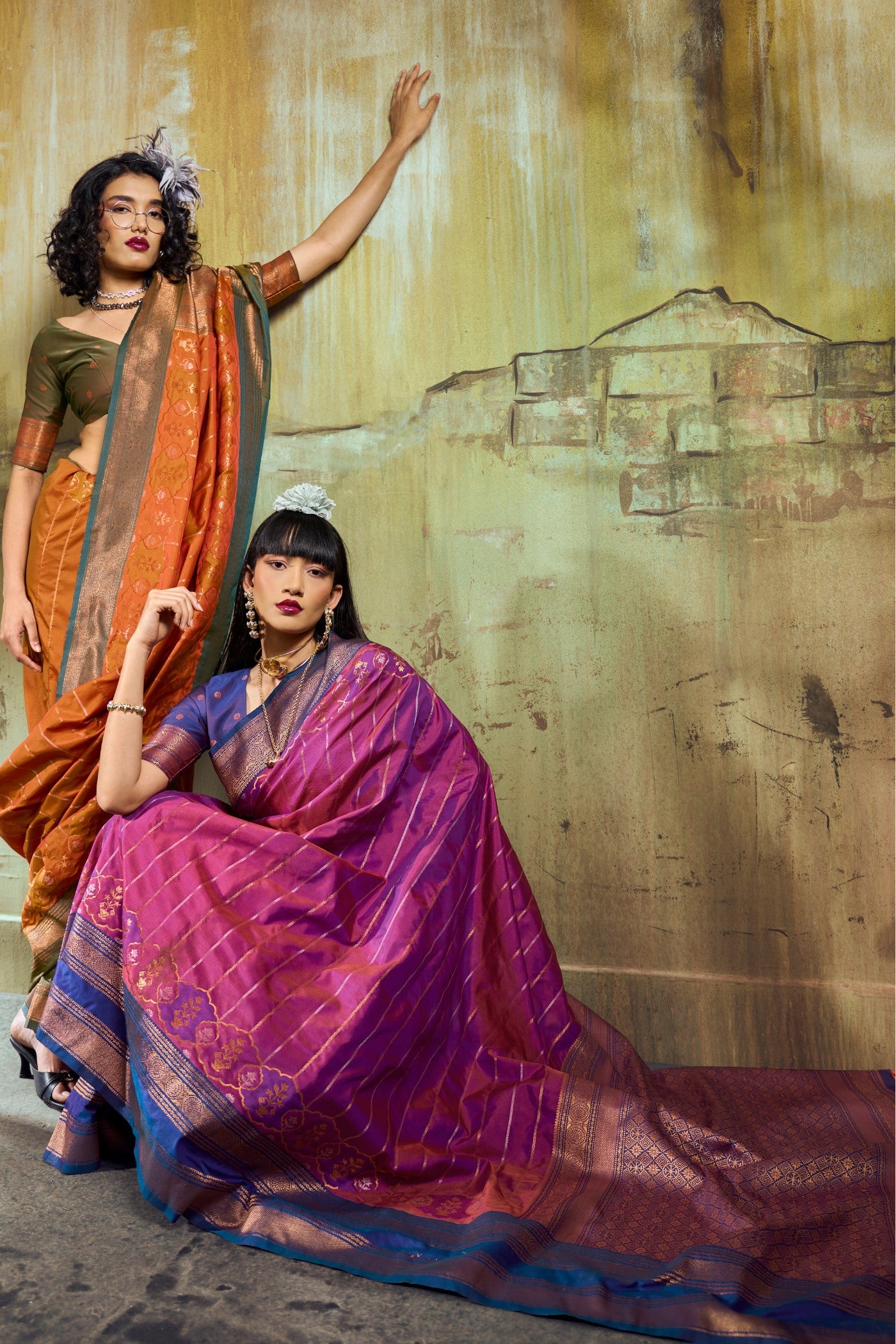 Buy MySilkLove Coral Orange Pochampally Handloom Saree Online