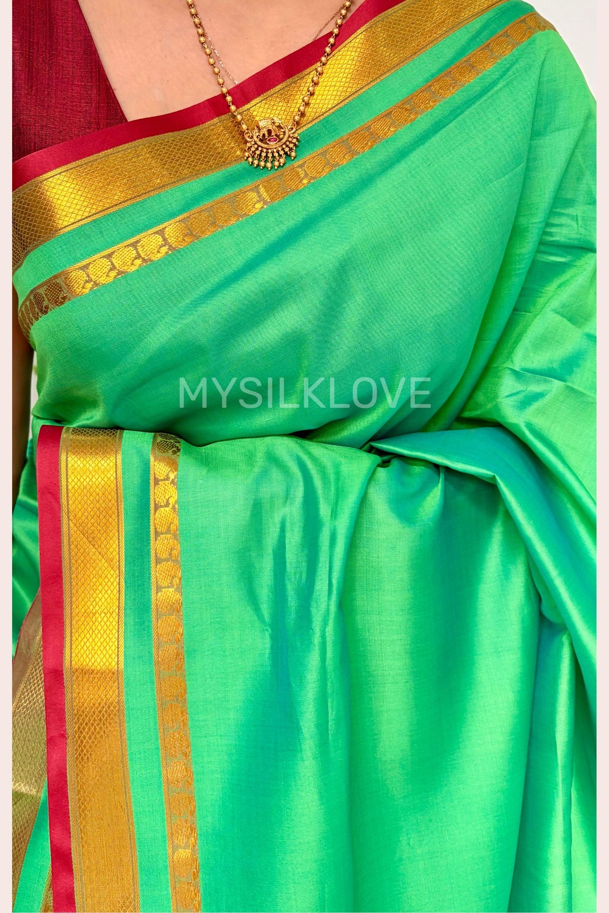 Buy MySilkLove Emerald Green Pure Silk Kanjivaram Saree Online