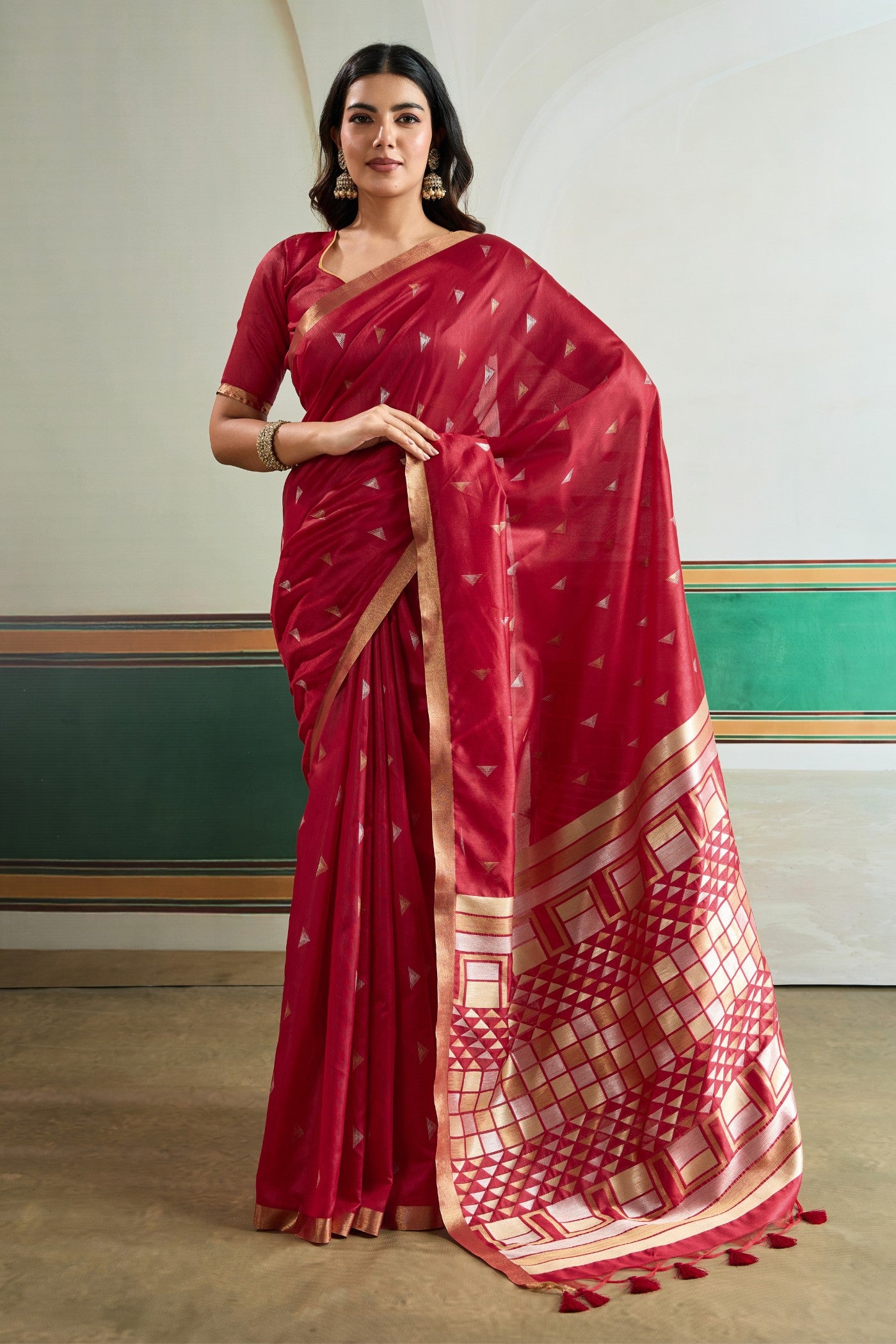 Buy MySilkLove Batorange Red Tussar Handloom Silk Saree Online