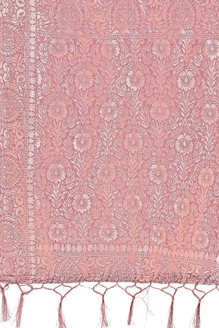 Buy MySilkLove Bubble Pink Linen Cotton Saree Online