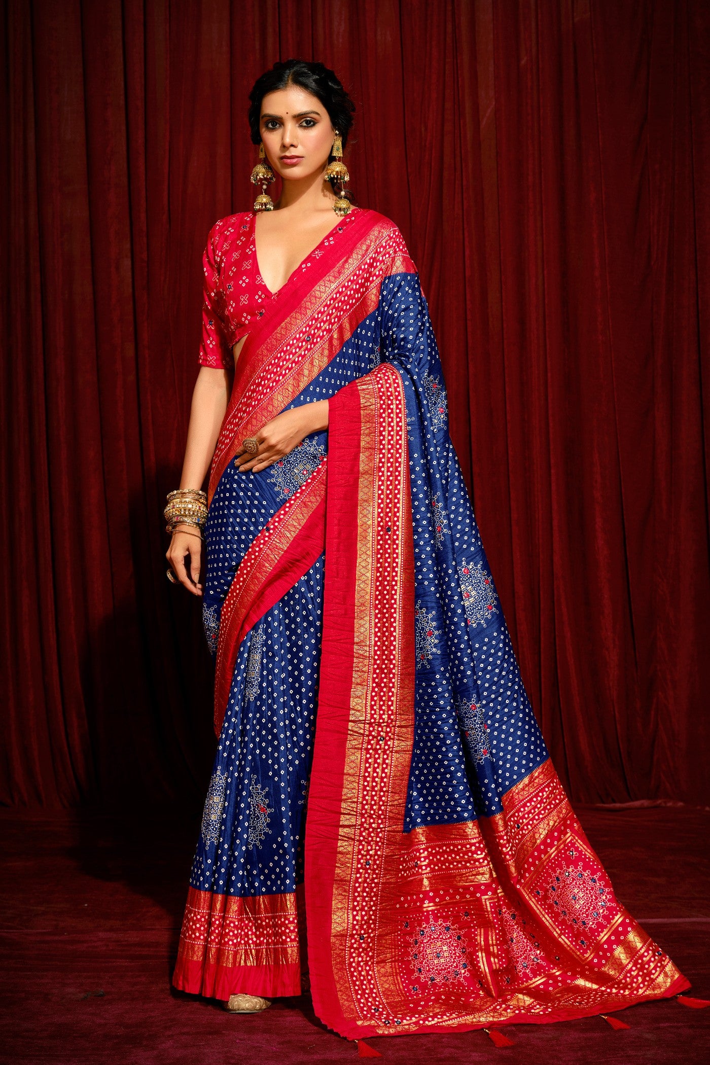 Buy MySilkLove Breezy Blue Tussar Bandhani Silk Saree Online
