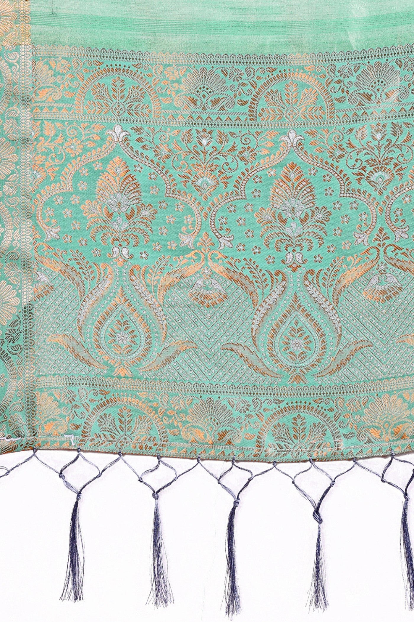 Buy MySilkLove Celeste Blue Woven Organza Saree Online