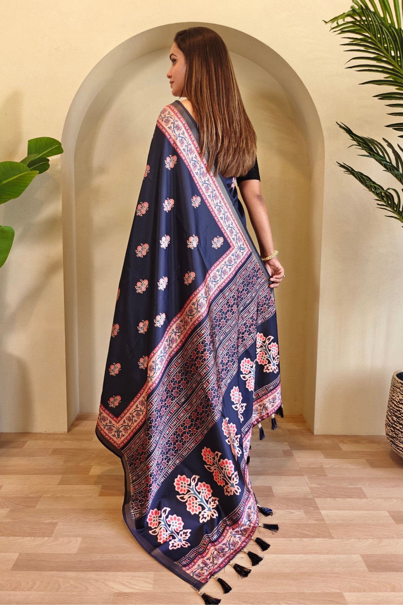 Buy MySilkLove Liberty Blue Digital Printed Saree Online