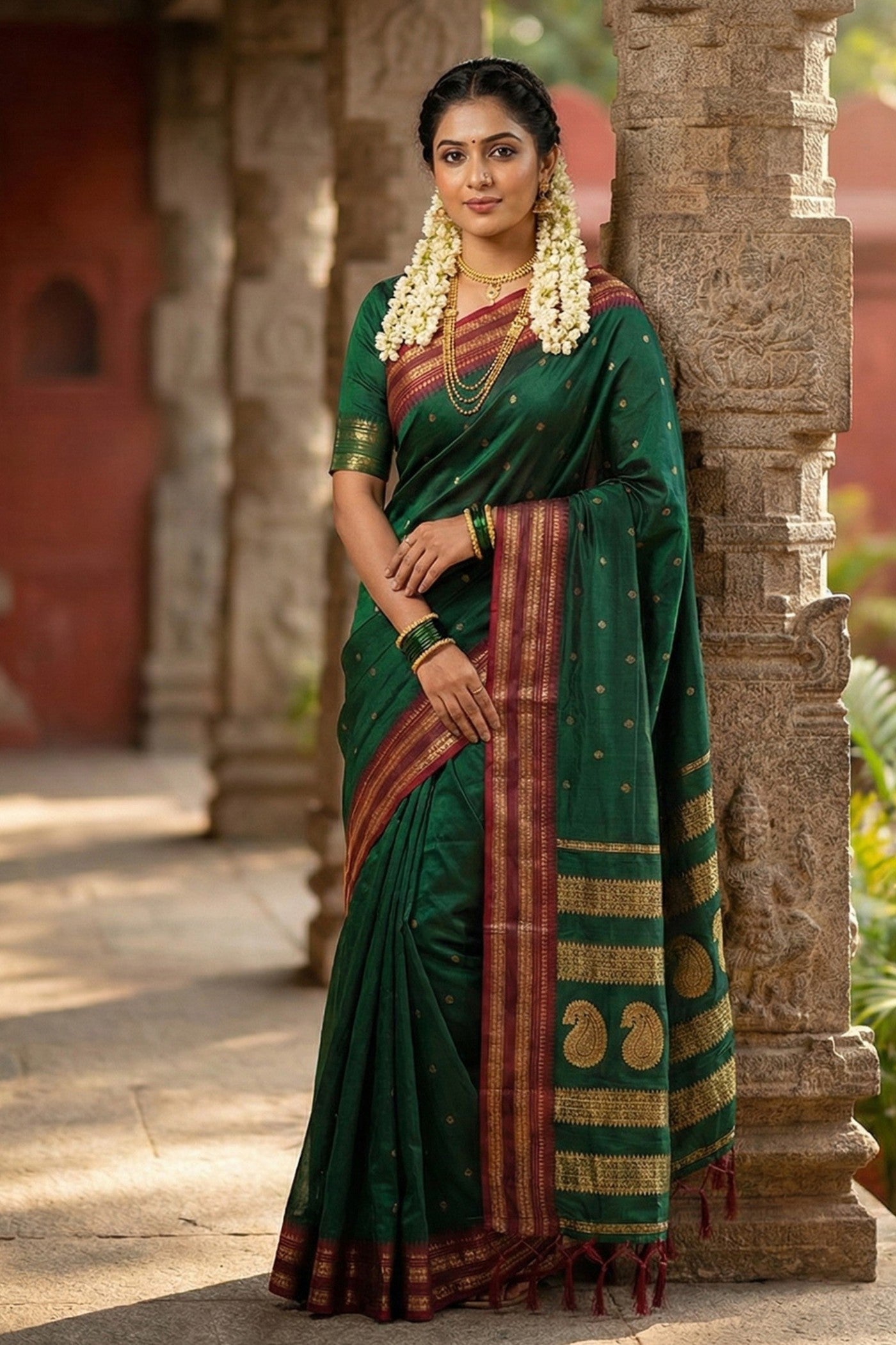 Buy MySilkLove Jewel Green Banarasi Woven Soft Silk Saree Online
