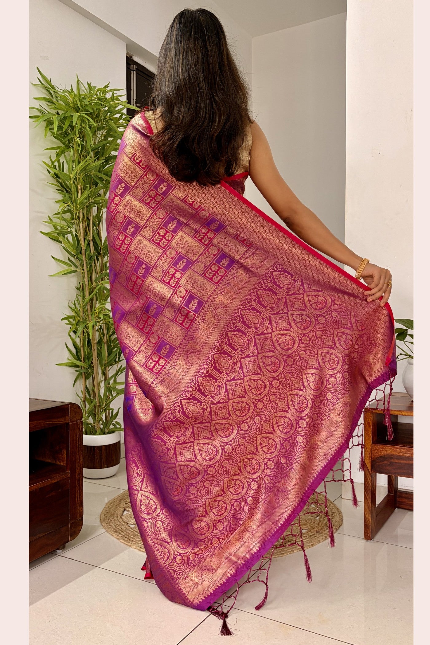 Buy MySilkLove Claret Purple Kanjivaram Handloom Saree Online