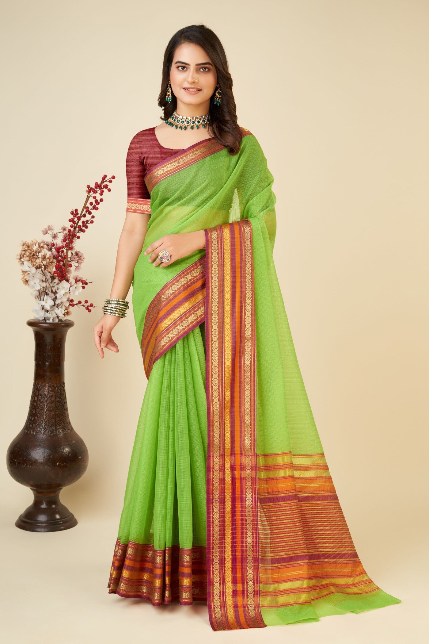 Buy MySilkLove Green Lizard Woven Manipuri Silk Saree Online