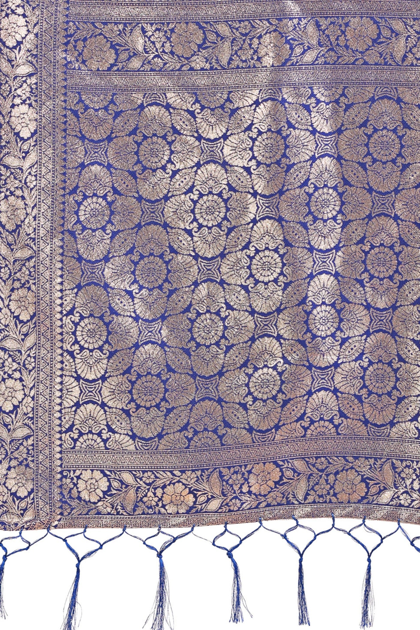 Buy MySilkLove Daisy White and Blue Linen Cotton Saree Online