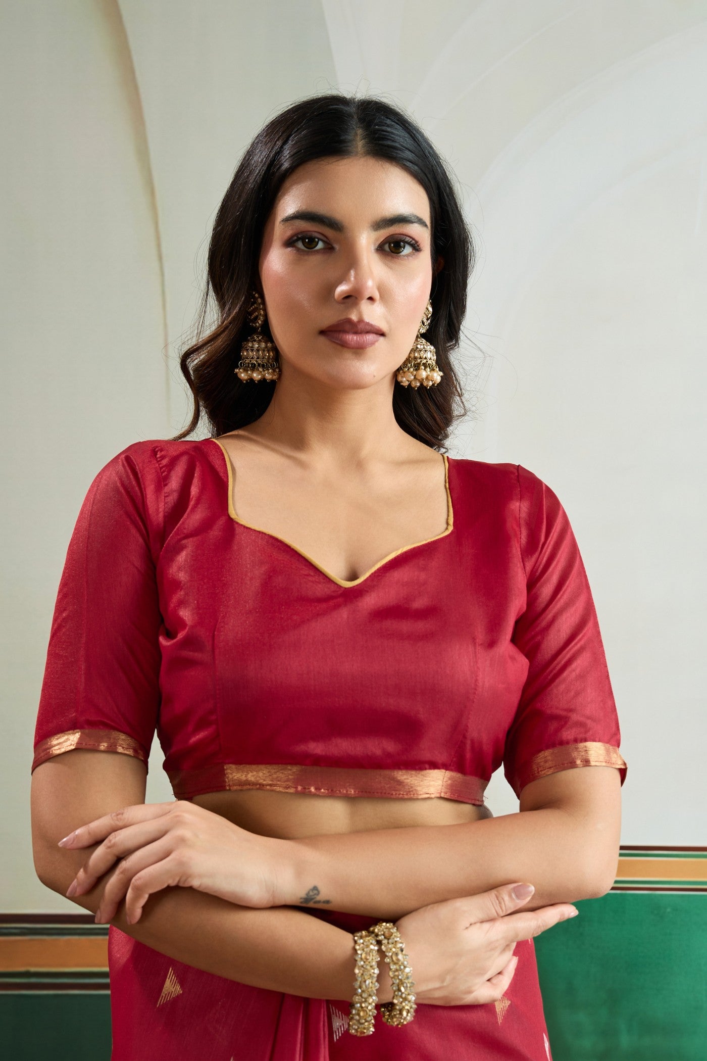 Buy MySilkLove Batorange Red Tussar Handloom Silk Saree Online