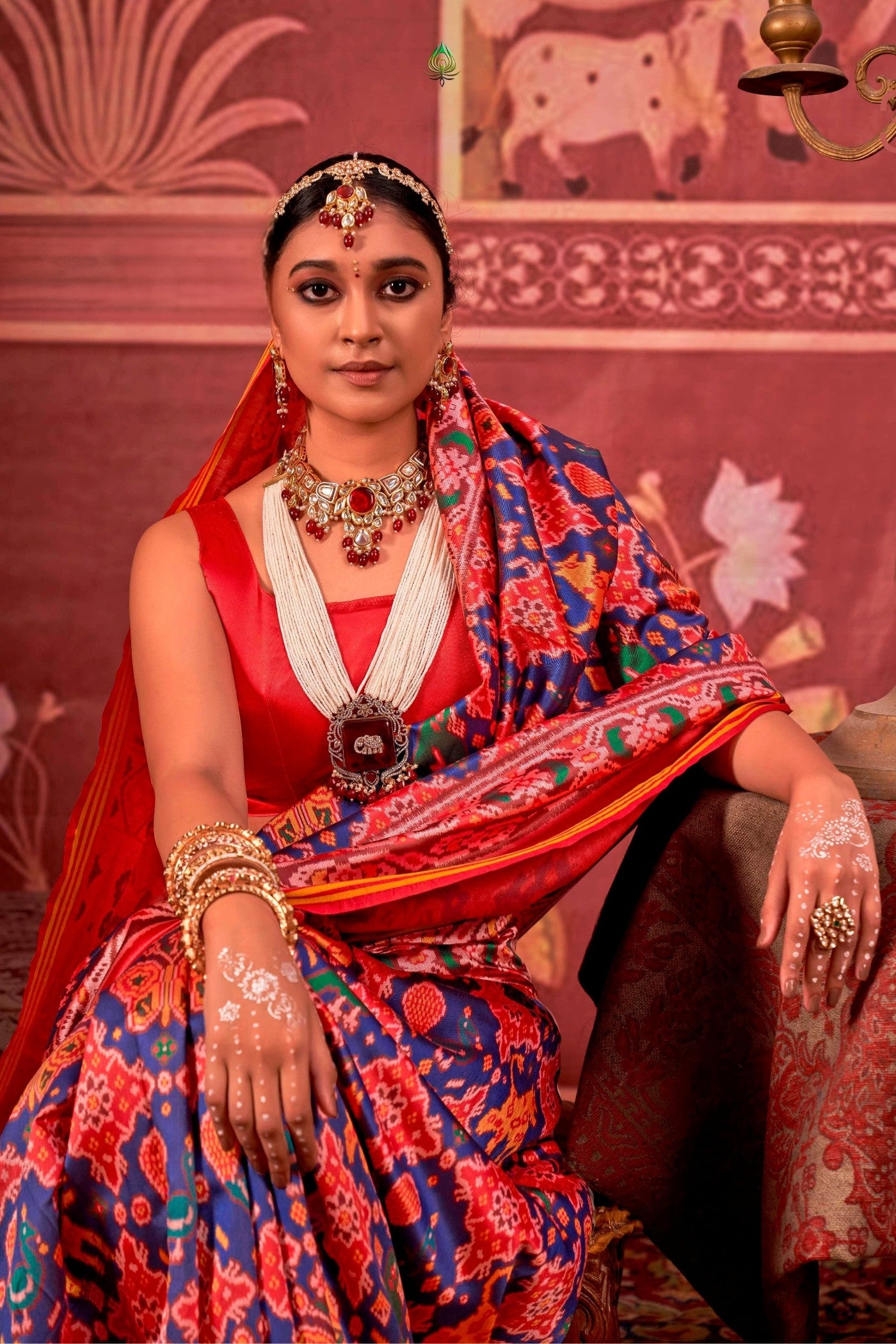 Buy MySilkLove Bahama Blue Printed Patola Saree Online