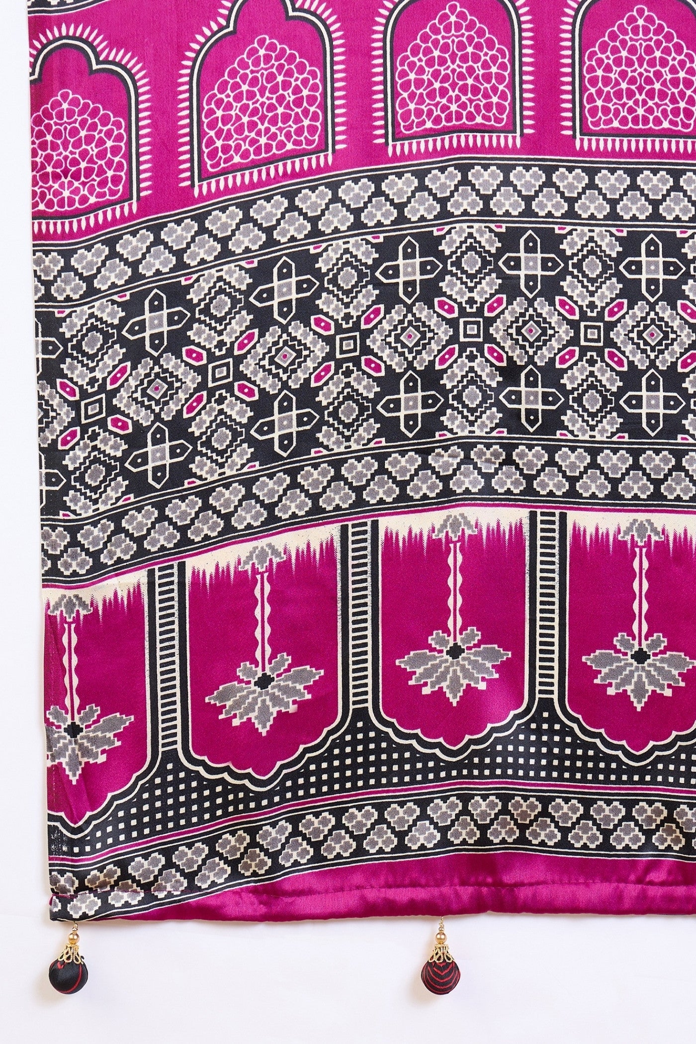 Buy MySilkLove Savoy Blue Ajrakh Printed Satin Crepe Silk Saree Online