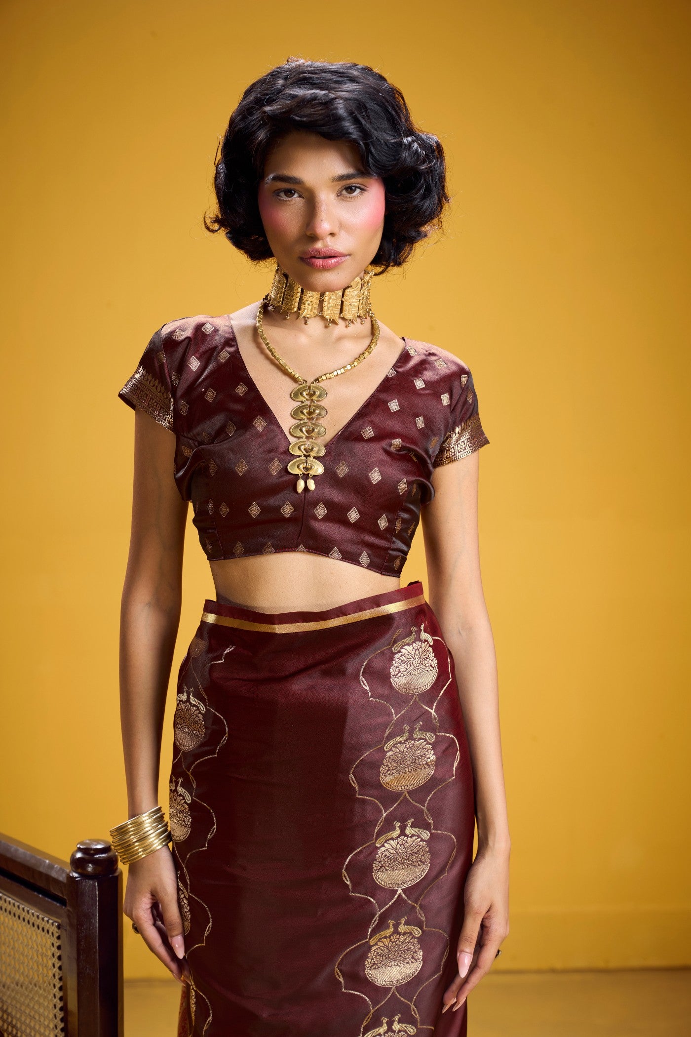 Buy MySilkLove Rich Brown Handloom Satin Silk Saree Online