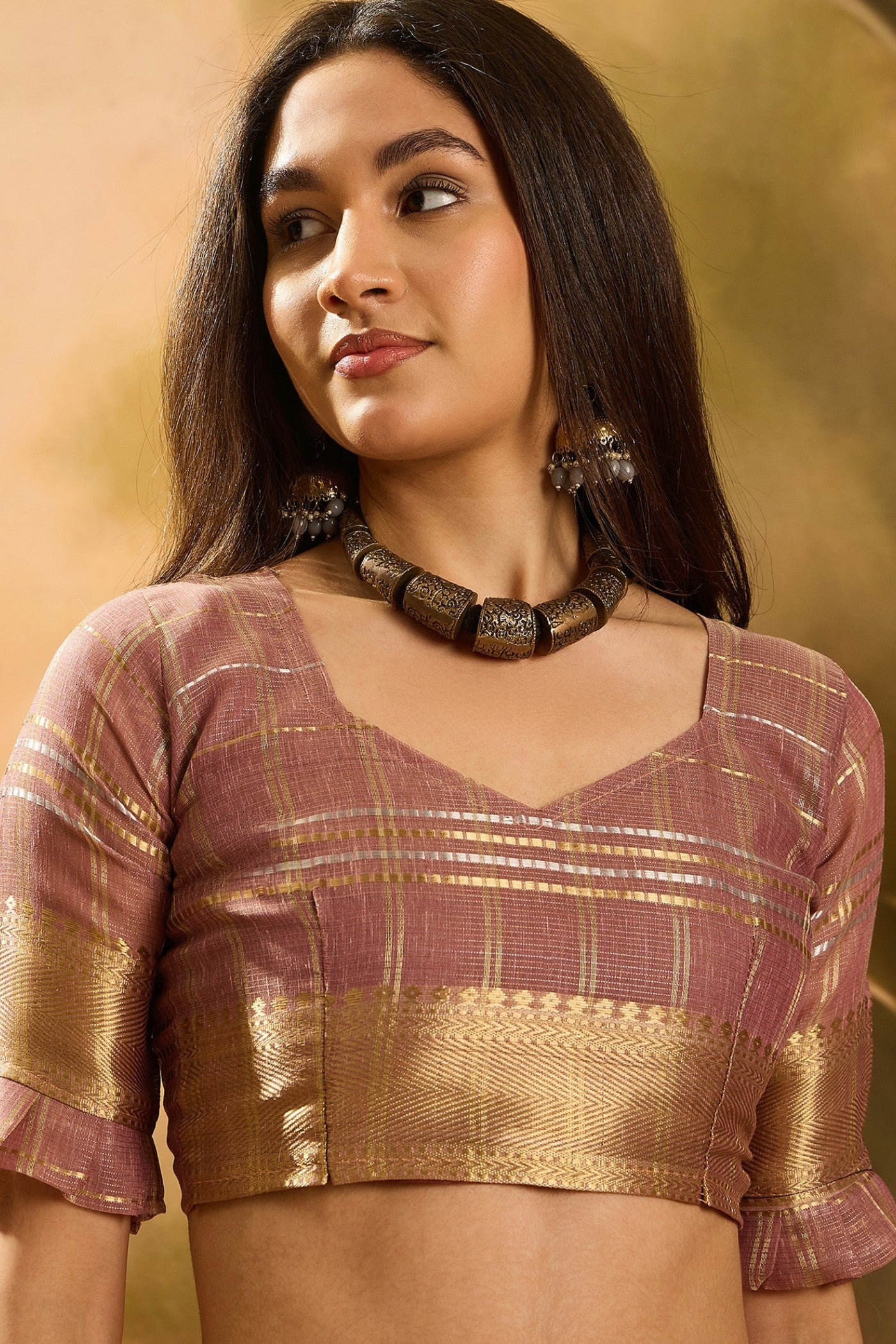 Buy MySilkLove Coco Brown Woven Organza Saree Online