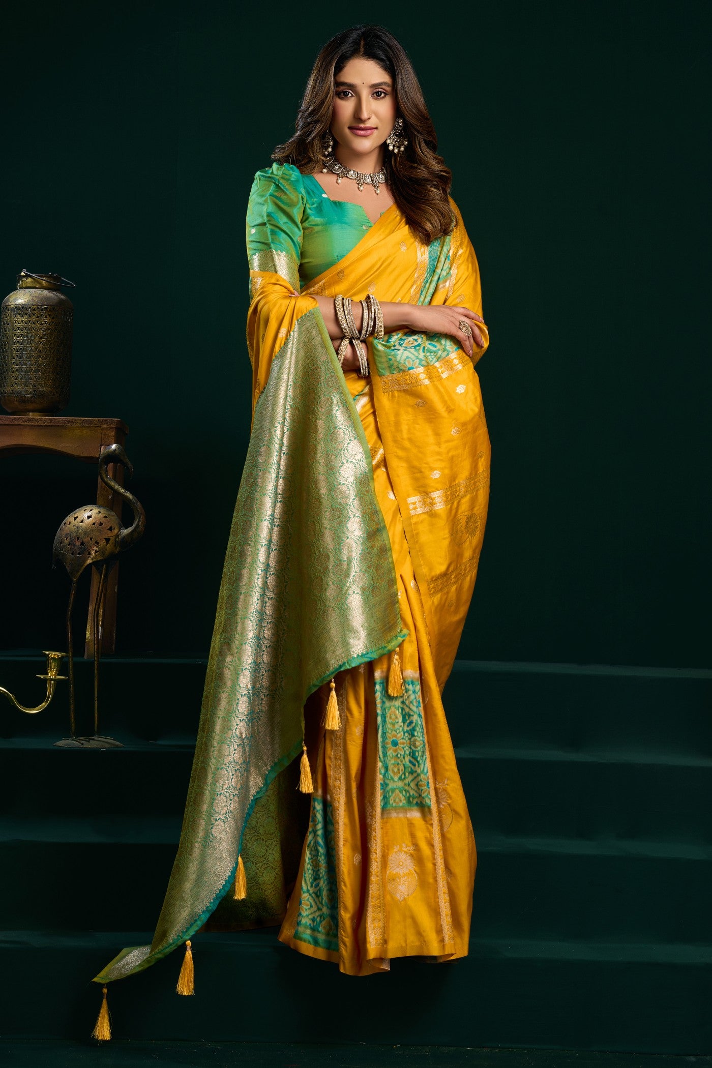 Buy MySilkLove Chamois Yellow Banarasi Handloom Soft Silk Saree Online