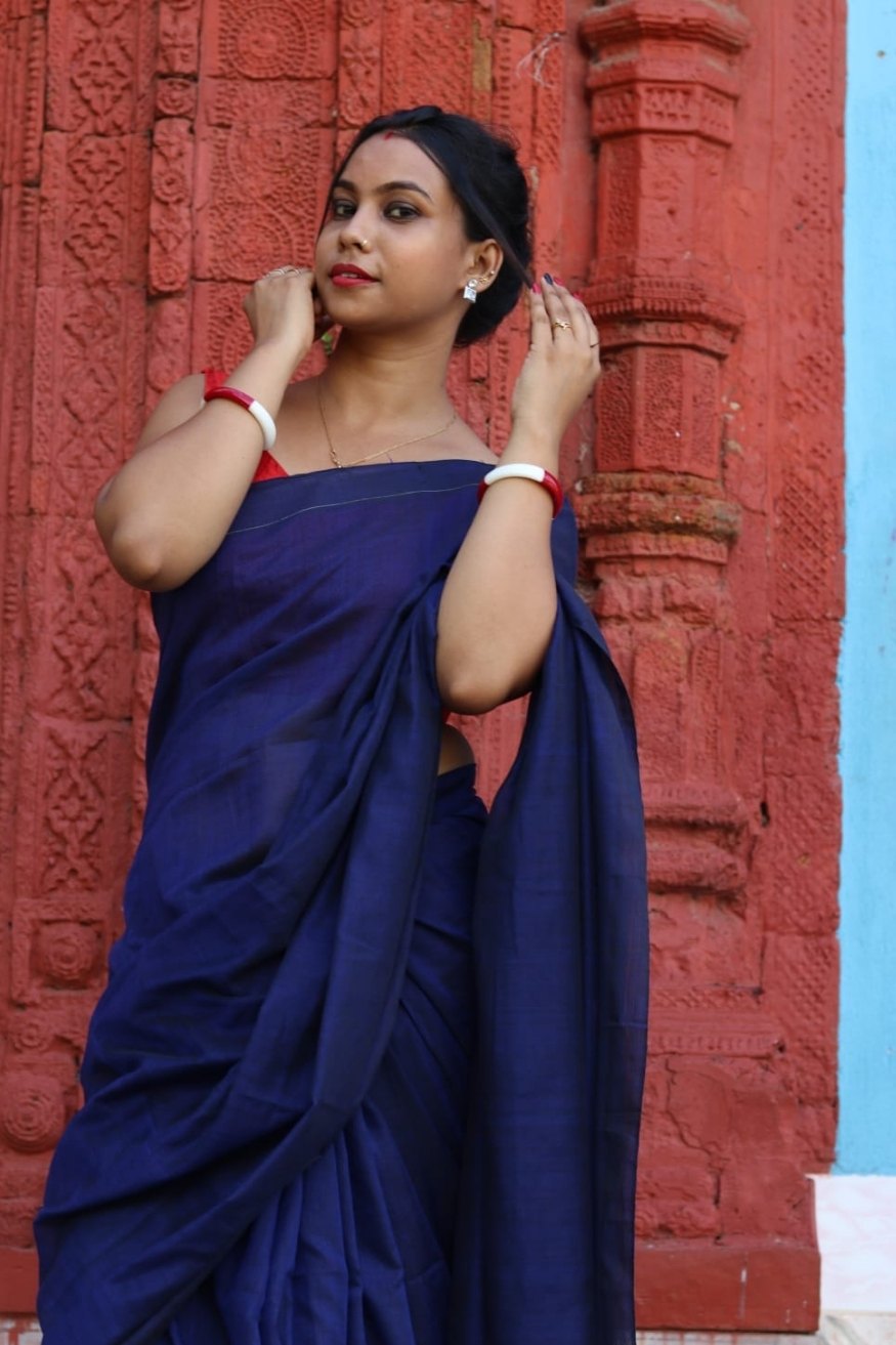 Buy MySilkLove Indigo Blue Mul Cotton Saree Online